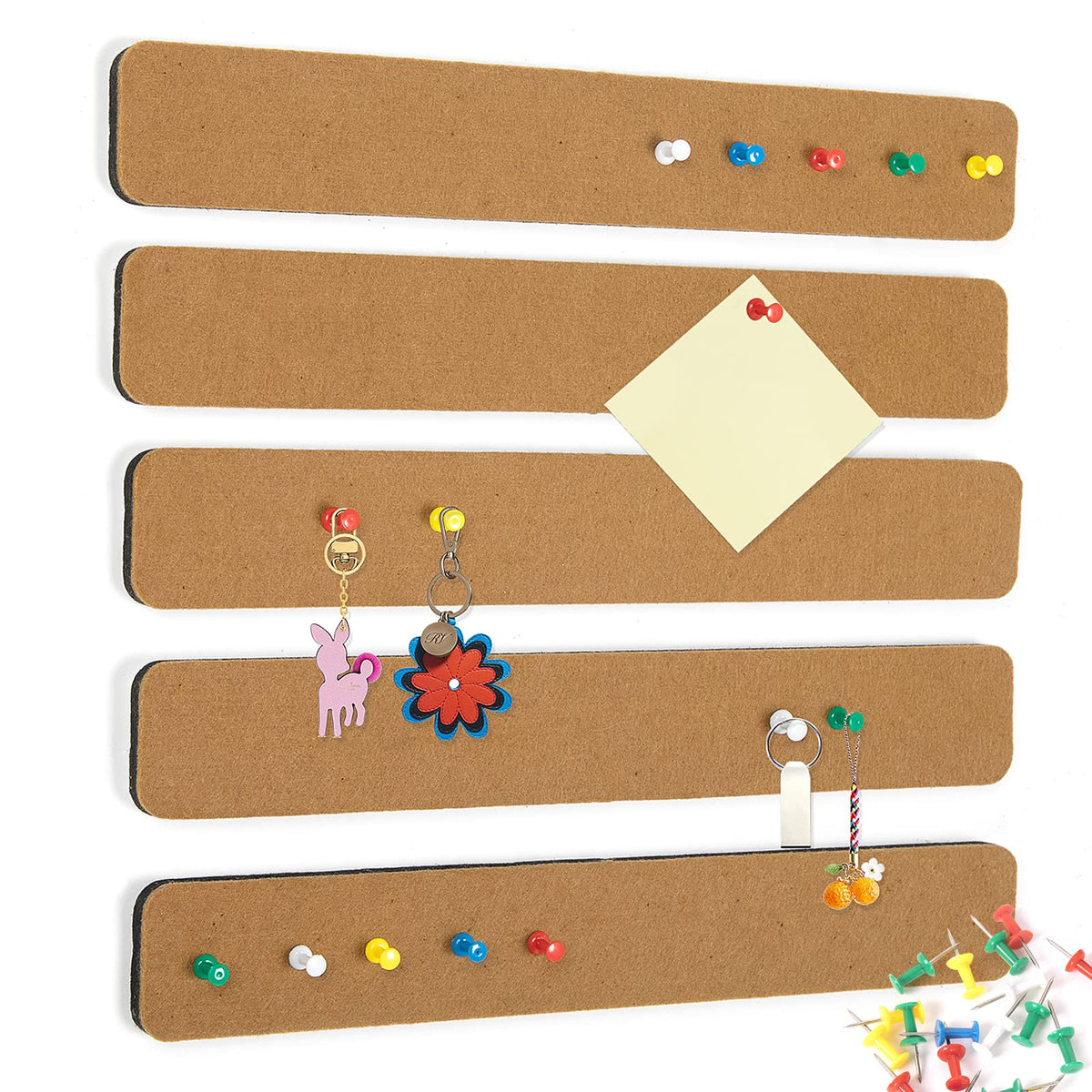 Felt Bulletin Board, 15.7''X 11.8'' corkboard Pin Board for Bedrooms Offices Home Wall Decoration, Self Adhesive Cork Board with 35 Push Pins for Paste Notes, Photos, Schedules (2 Pack)