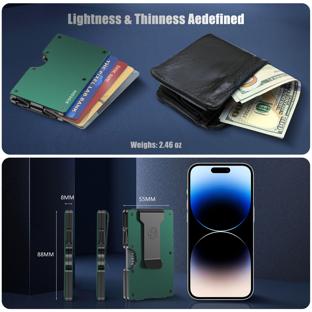 Minimalist Wallets for Men | American USA Flag and Eagle | Aluminum RFID Blocking Metal Wallet | Front Pocket EDC Pull Wallet | Slim Tactical Wallet | Carbon Fiber Card Holder