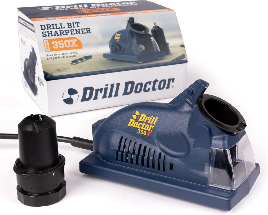 Drill Doctor DD350X Drill Bit Sharpener - 3/32" to 1/2" - Electric Sharpener - High Speed & Portable - for Steel, Masonry, Carbide & Tin-Coated Bits