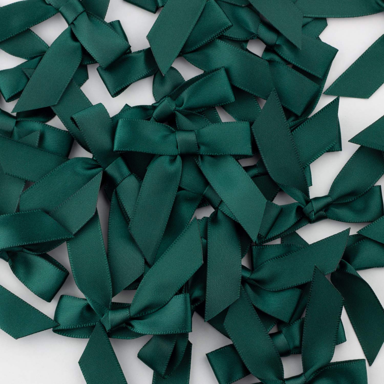 7Rainbows 50pcs Boutique 1.5" Black Satin Ribbon Mini Bows for Craft Sewing Scrapbooking Wedding and Gift Wrapping