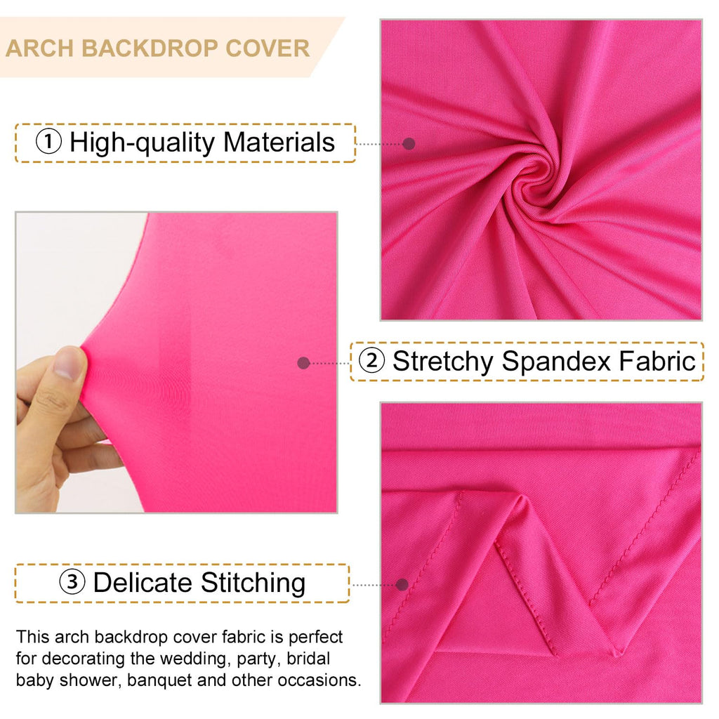 FANPROMS Beige Arch Backdrop Cover Set of 3 Wedding Arch Cover 4x5x6FT Round Top Arch Stand Cover for Fitted Arch Covers Spandex Backdrop Covers Set for Wedding Party Ceremony Decorations