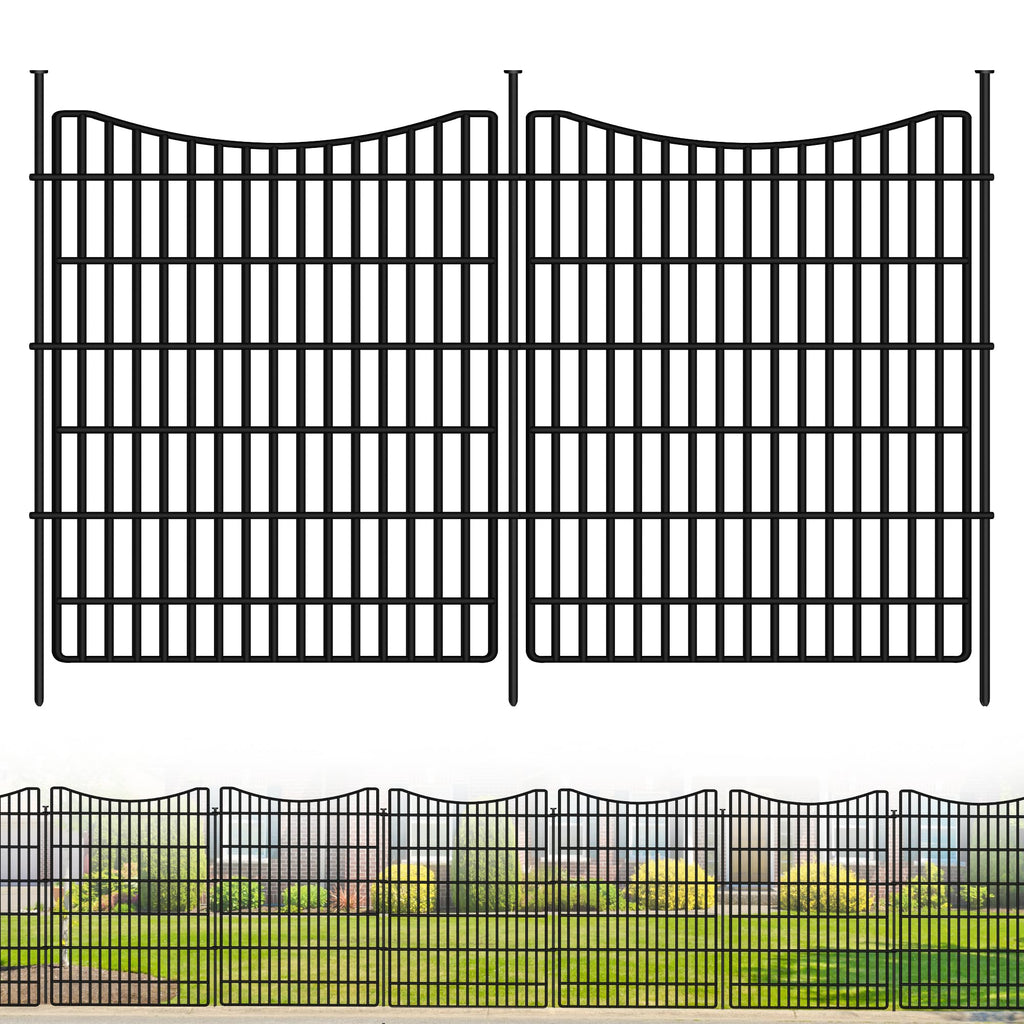 10 Panels Garden Fence Animal Barrier, 33 in(H) X 24 ft(L) Dog Fence Outdoor for Yard with Lock, Tall Metal Fencing with Ground Stakes, Temporary Fencing for Dog, Rabbits, and Patio Border