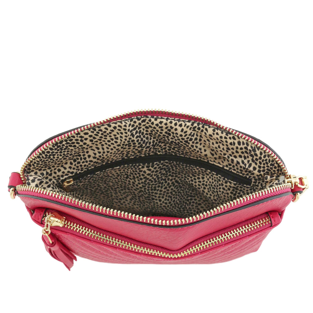 FashionPuzzle Chevron Quilted Medium Crossbody Bag with Tassel Accent