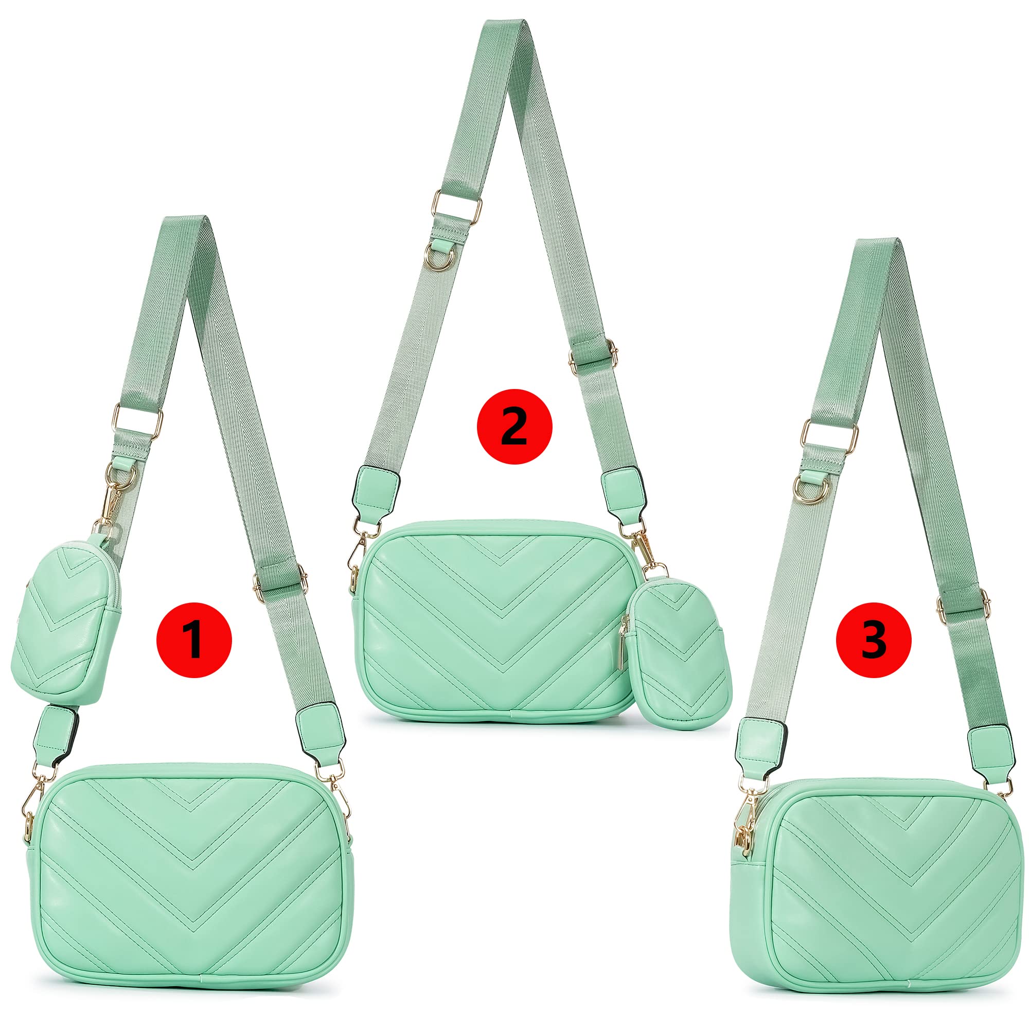 Herald Chevron Quilted Small Crossbody Bag with Coin Purse Pouch, Women Square Camera Side Shoulder 2 Size Handbags | Chevron