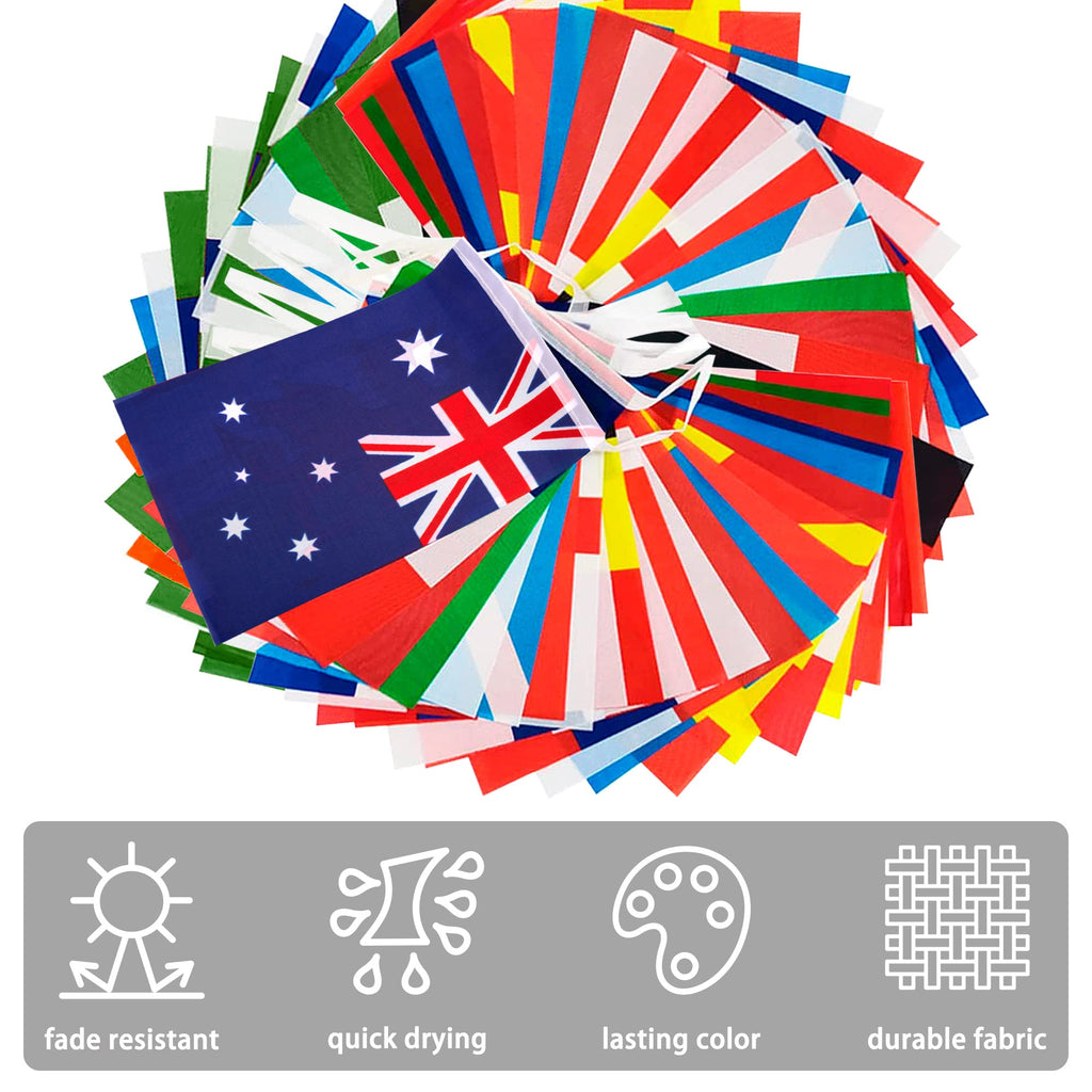 100 Countries String Flag, 82 ft International Flags Bunting Banner, World Flag Banner Decoration for World Cup Party, School, Sports Game Events, Grand Opening, Classroom