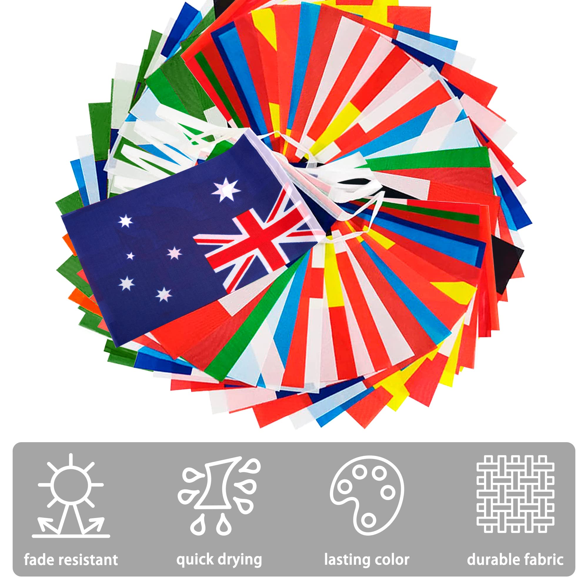 100 Countries String Flag, 82 ft International Flags Bunting Banner, World Flag Banner Decoration for World Cup Party, School, Sports Game Events, Grand Opening, Classroom