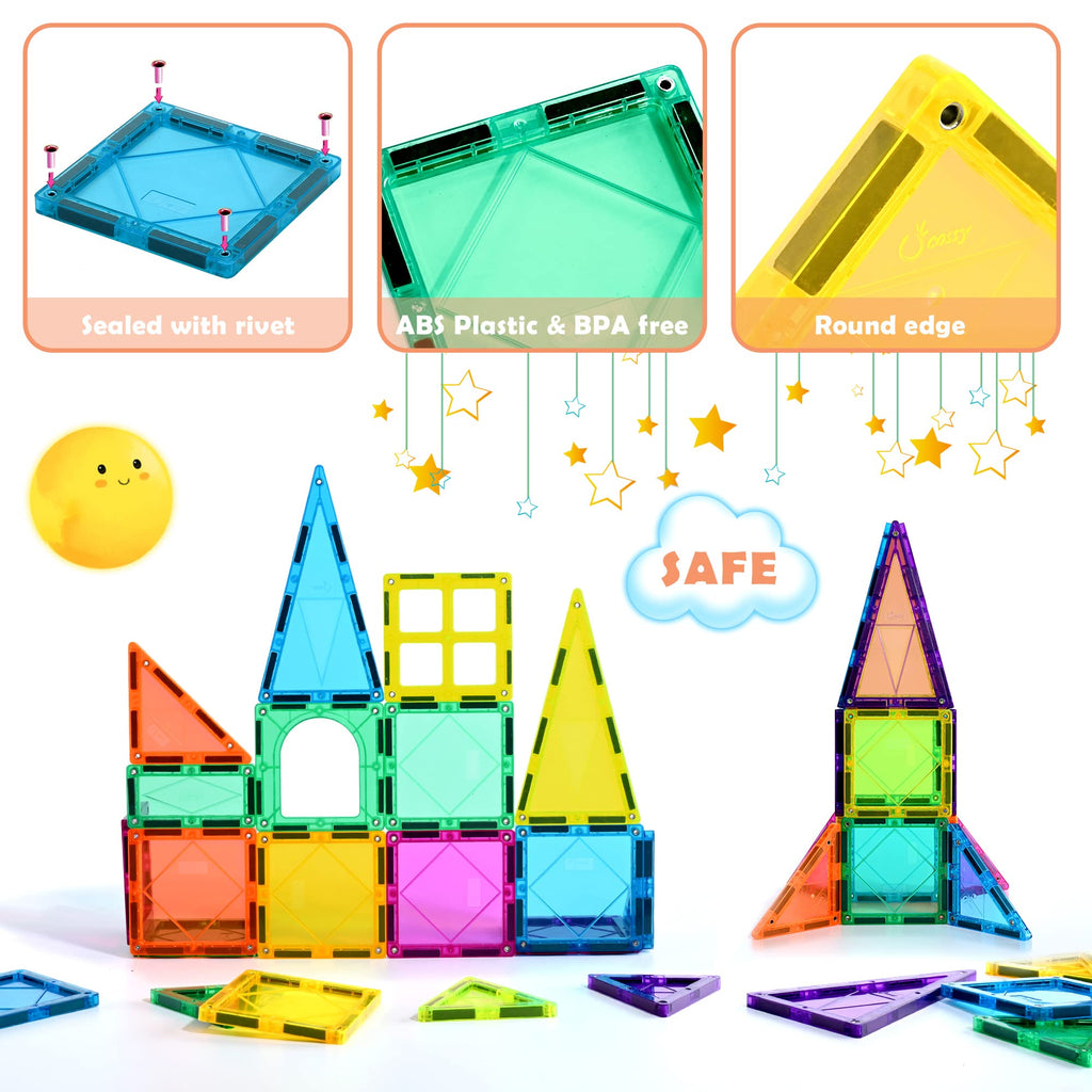 cossy 120Pcs Magnetic Tiles Magnetic 3D Building Blocks Set Educational Construction Toys for 3 4 5 6 7 8 Year Old Boy and Girl with Stronger Magnets, Educational Toys, Recreational, Conventional