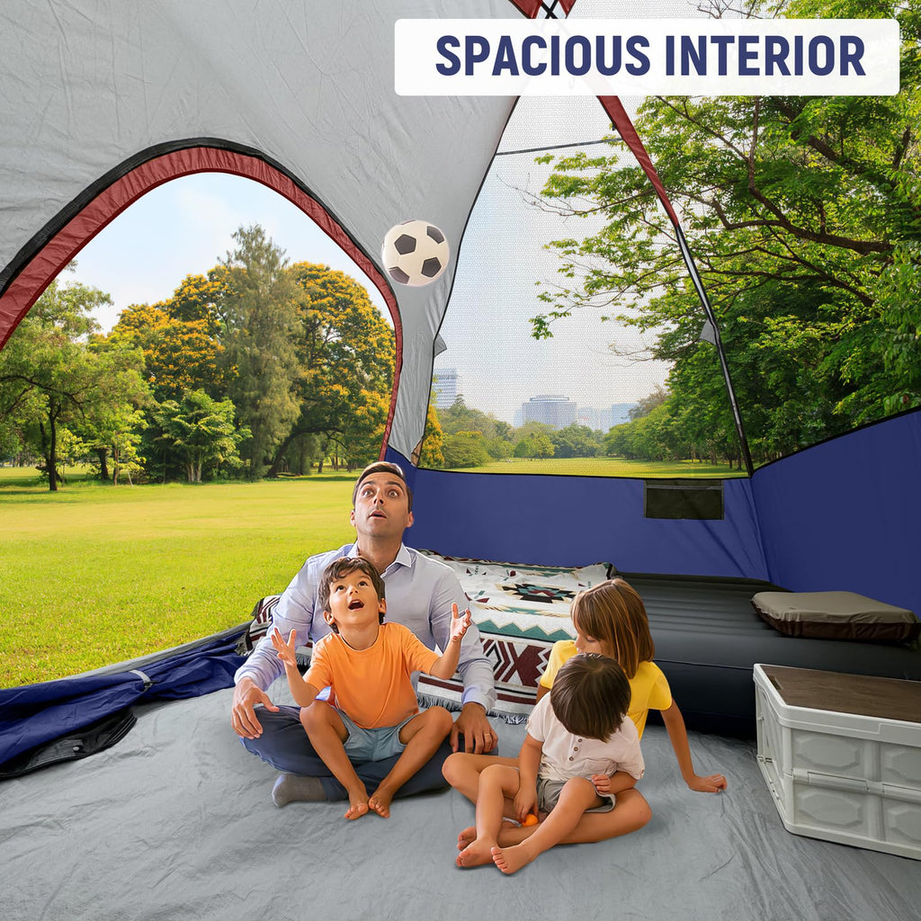 CAMPROS CP Camping Tent 2/4/6 Person, Waterproof Windproof Double Layer Dome Tent, Easy Setup with Large Mesh Windows & Wide Door for Outdoor Camping Backyard