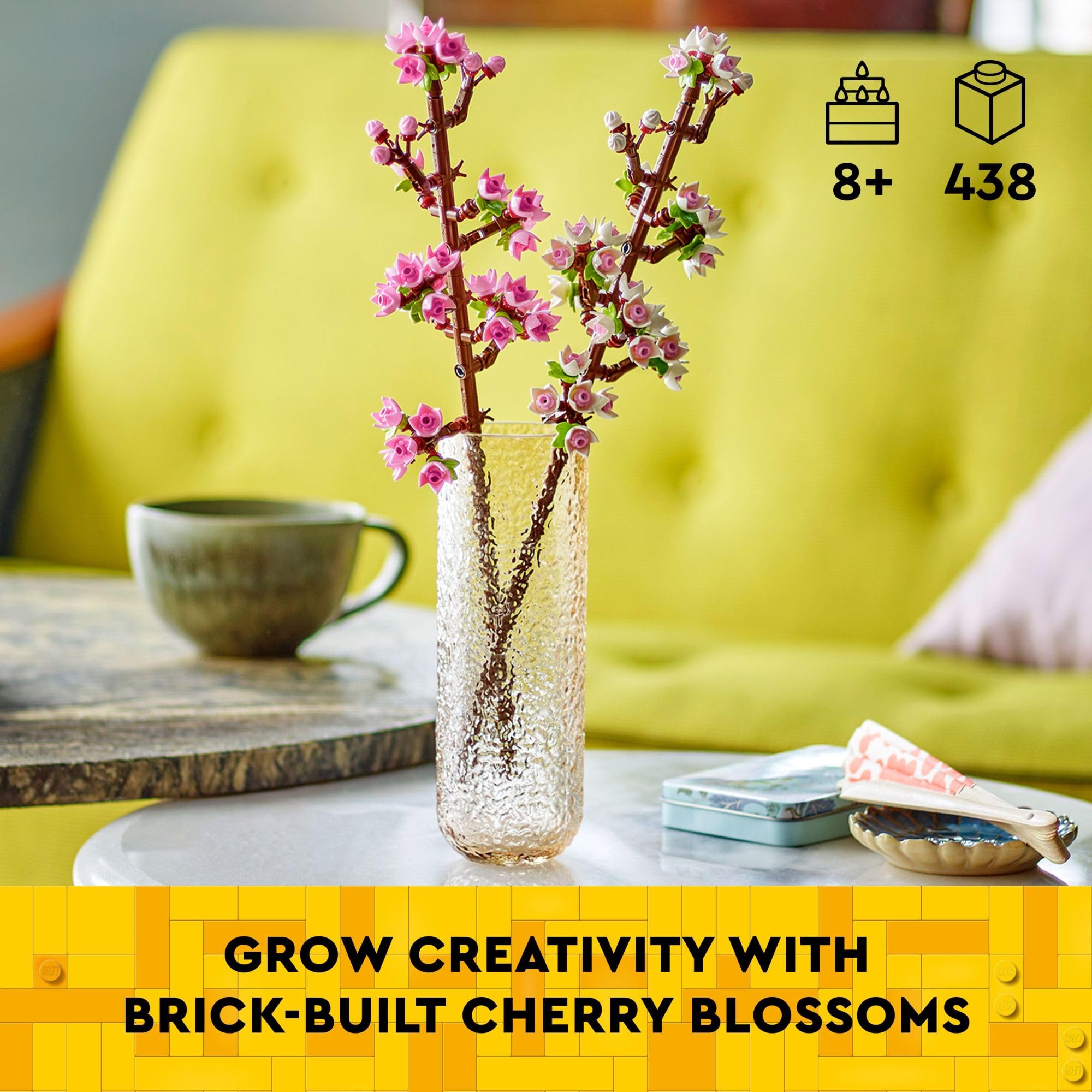 LEGO Cherry Blossom Building Toy for Kids, Girls & Boys, Ages 8+ - Artificial Cherry Blossom Decor for Home & Display - Creative Gift Idea for Plant & Flower Lovers - 40725