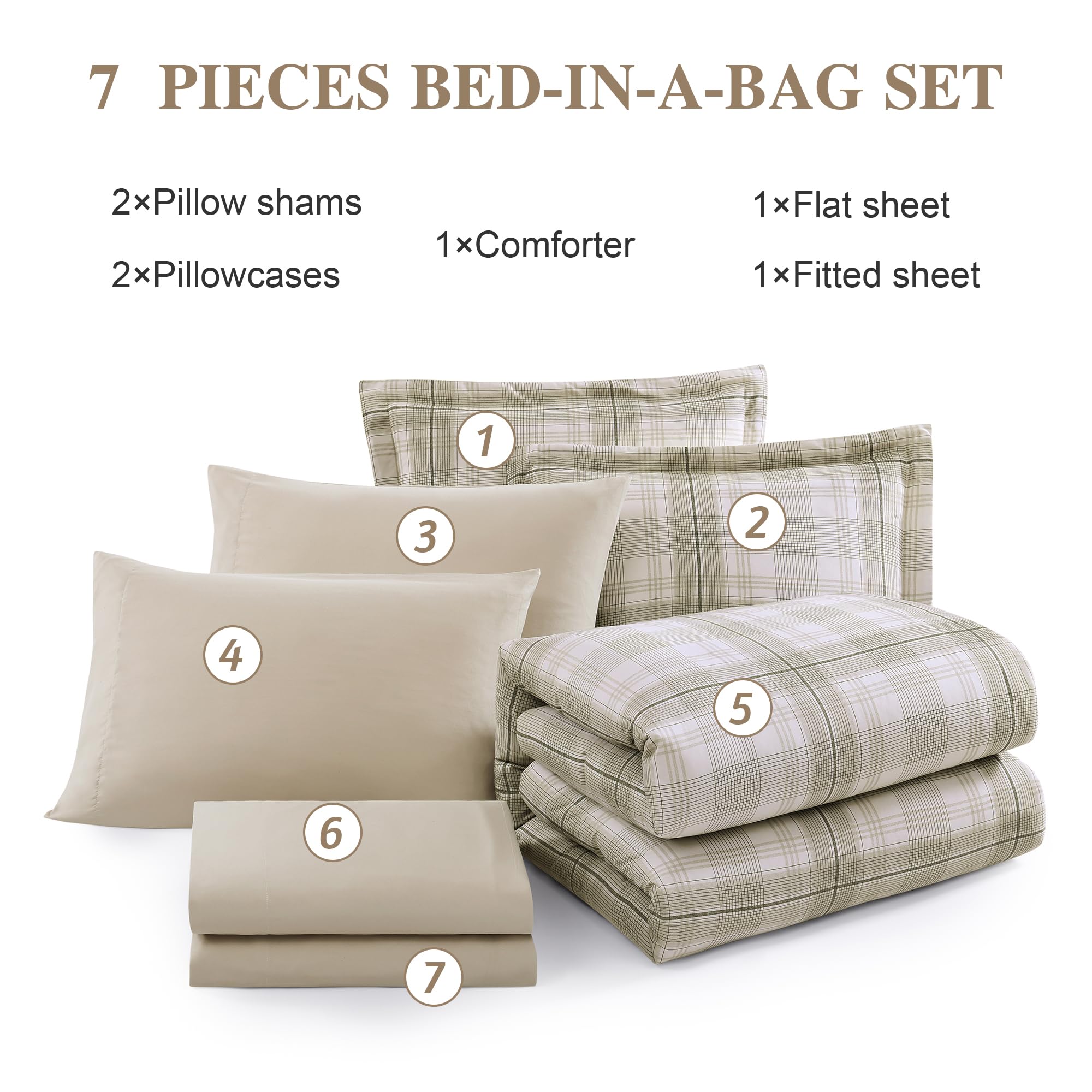 AMBERSPACE Plaid Twin XL Comforter Set Black, Reversible Checkered Bedding Set 5 Pieces for Boys Girls Teen, Lightweight Bed in a Bag for Dorm with Sheets, Pillowcase & Sham