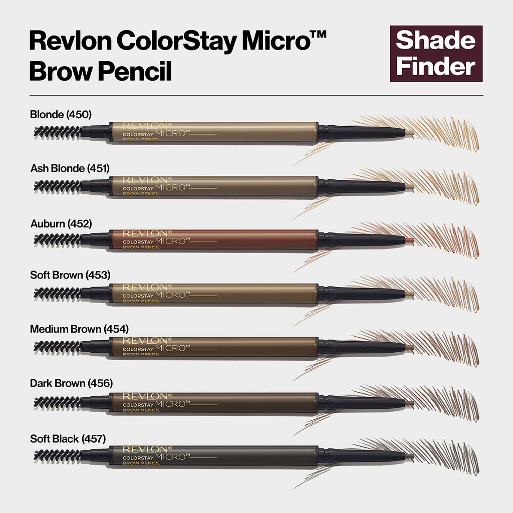 Revlon ColorStay Micro Eyebrow Pencil with Built In Spoolie Brush, Infused with Argan and Marula Oil, Waterproof, Smudgeproof, 451 Ash Blonde, 0.003 oz