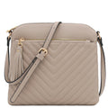 FashionPuzzle Chevron Quilted Medium Crossbody Bag with Tassel Accent