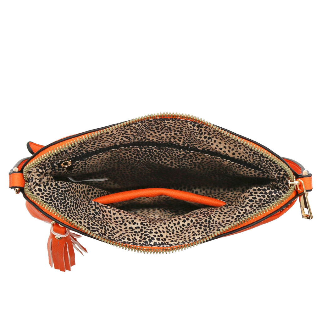 FashionPuzzle Chevron Quilted Medium Crossbody Bag with Tassel Accent