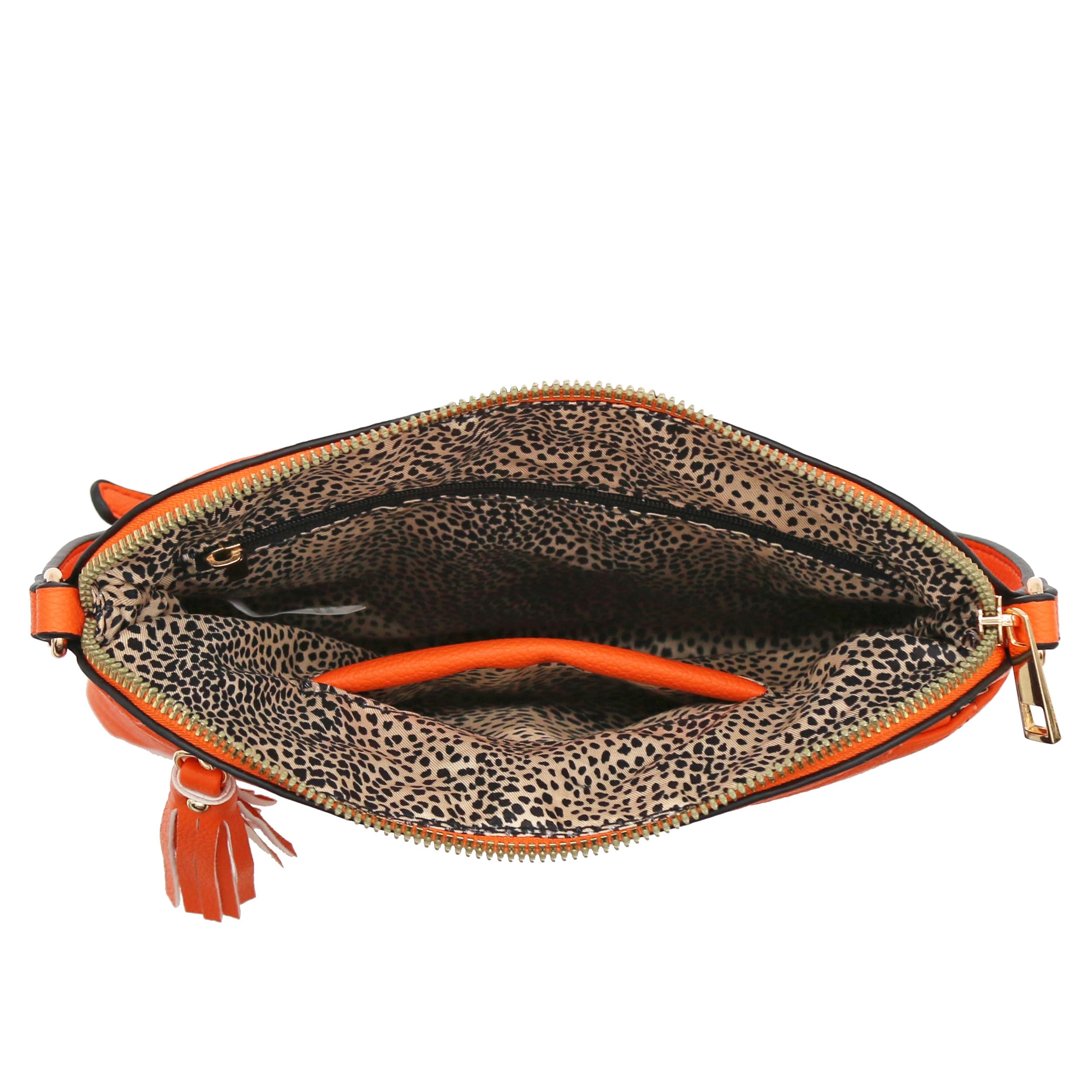 FashionPuzzle Chevron Quilted Medium Crossbody Bag with Tassel Accent