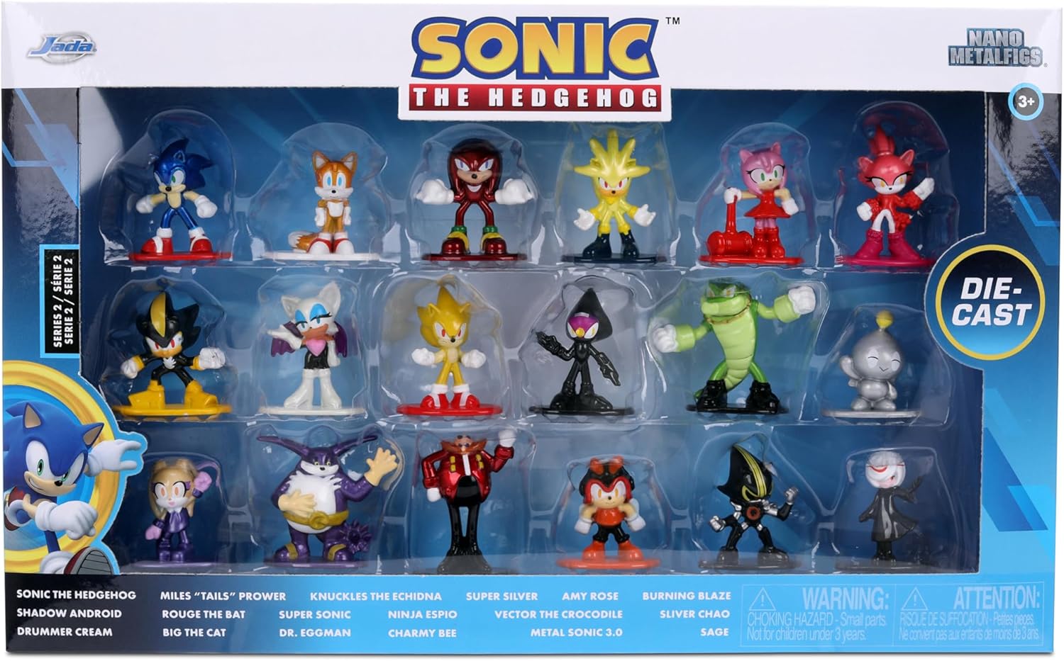 Jada Sonic The Hedgehog Nano Metalfigs 18 Pack Series 2 Die-Cast Figure Set – Includes Sonic, Shadow, Amy Rose, Rouge Toys