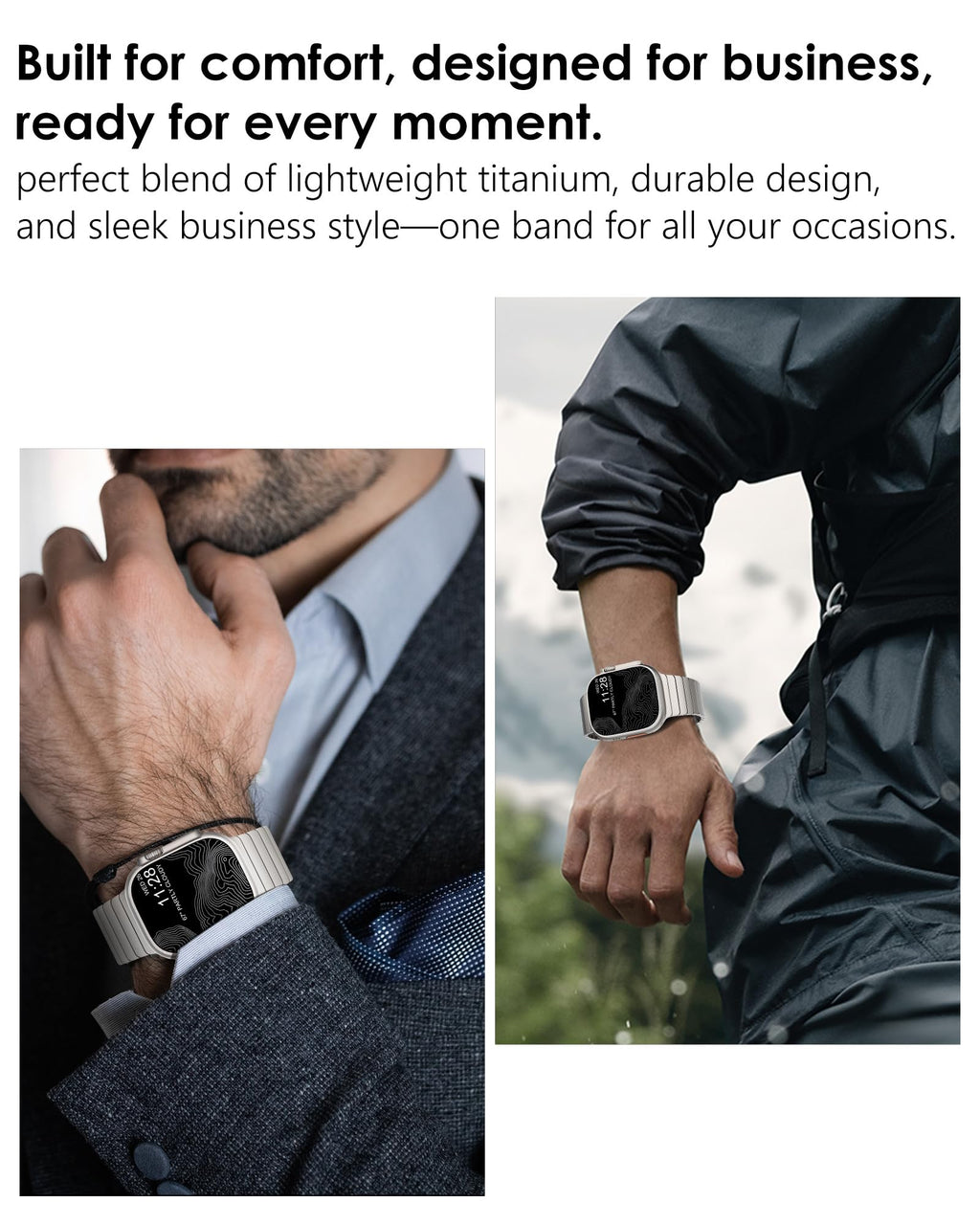 NewWays Titanium & Stainless Steel Link Bracelet for Apple Watch Band Ultra 3 2 1 Band 49mm Series11 10 46mm 42mm 45mm 44mm 41mm 40mm 38mm Series 3-11