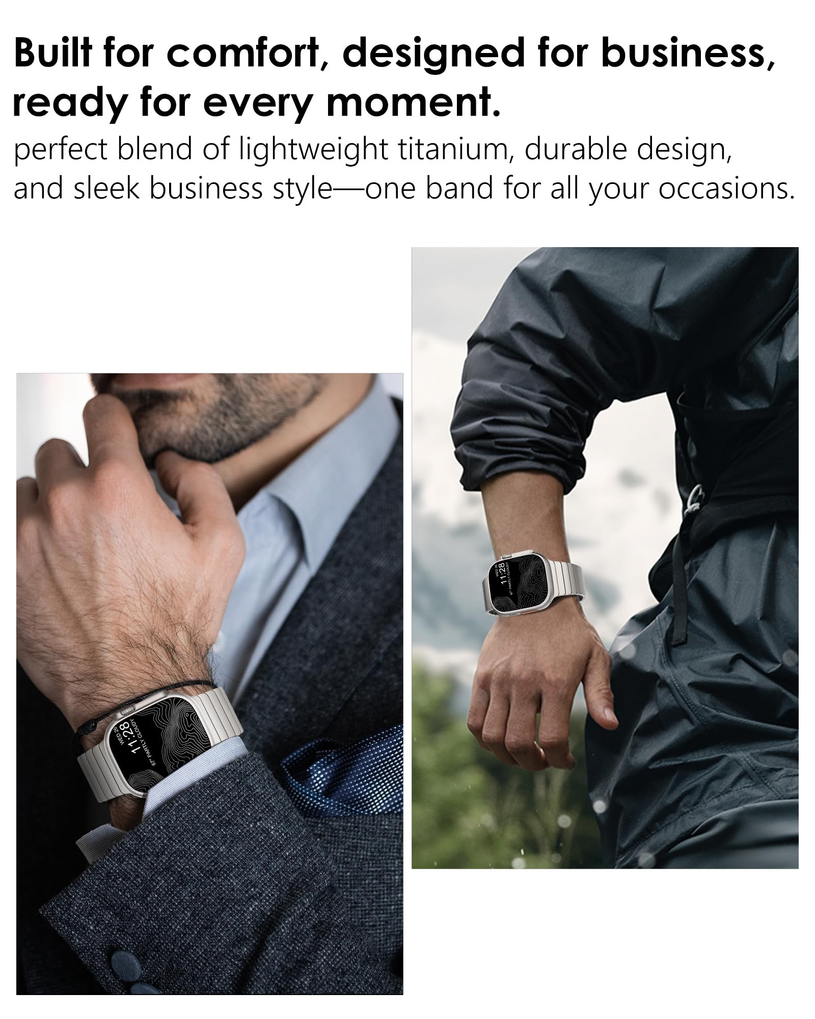 NewWays Titanium & Stainless Steel Link Bracelet for Apple Watch Band Ultra 3 2 1 Band 49mm Series11 10 46mm 42mm 45mm 44mm 41mm 40mm 38mm Series 3-11