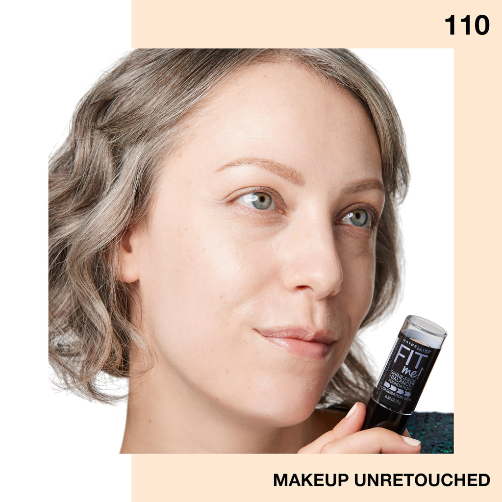 Maybelline Fit Me Shine-Free + Balance Foundation Stick, Multi-Use Face Makeup and Contour Stick For Natural, Matte Coverage, Porcelain, 1 Count