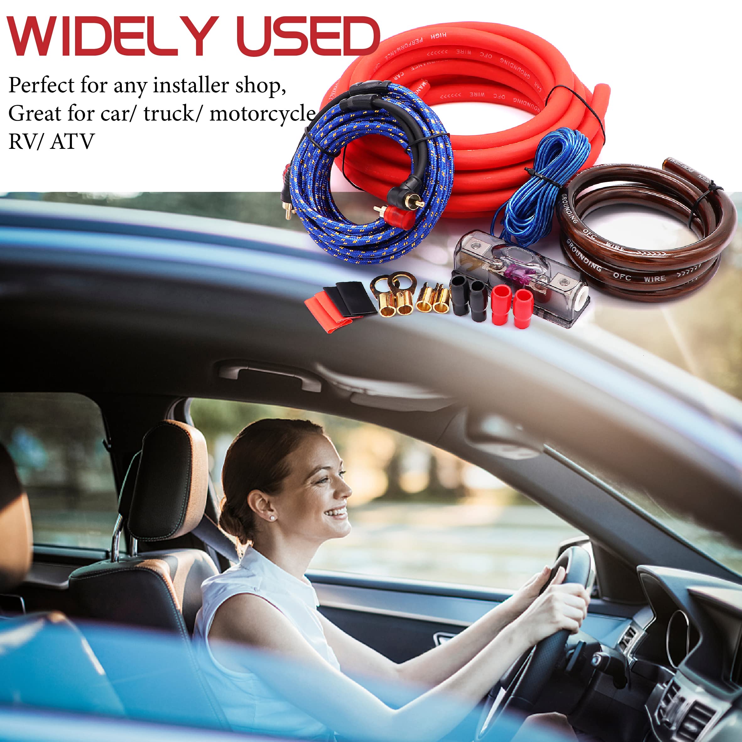 0 Gauge Amp Wiring Kit,3000 Watt Amplifier Sub Installation Kit Make Connections and Brings Power to Your Radio,Subwoofers and Speakers