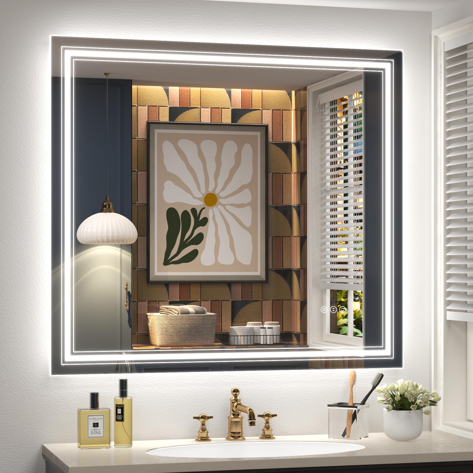 20x28 LED Bathroom Mirror, Vanity Mirror with Lights, Backlit and Front lit Mirror for Wall, Dimmable, Anti-Fog, Shatterpoof, Memory (Horizontal/Vertical)