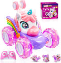Kikikid Unicorn Remote Control Car for Girls, 360° Rotating 4WD Stunt RC Cars with Cute Lights, Rechargeable Car Toys Birthday Gifts for Kids Girl Age 3 4-6 6-8