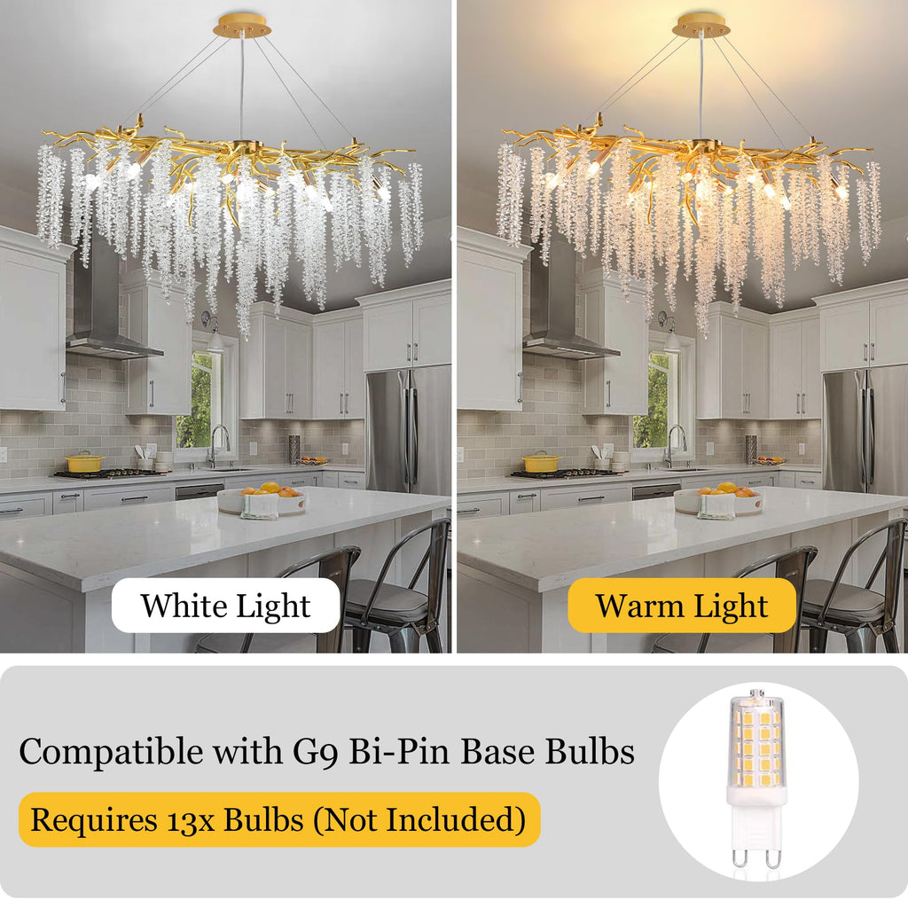 Modern Crystal Raindrop Chandelier, L40'' Black Linear Rectangle Art Deco Tree Branch Lighting Fixture for Kitchen Island Living Room Foyer Staircase 10 Lights