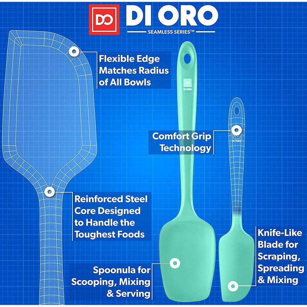 DI ORO Silicone Spatula Set - Rubber Kitchen Spatulas for Baking, Cooking, & Mixing - 600°F Heat-Resistant & BPA Free Silicone Scraper Spatulas for Nonstick Cookware - Dishwasher Safe (5pc, Black)