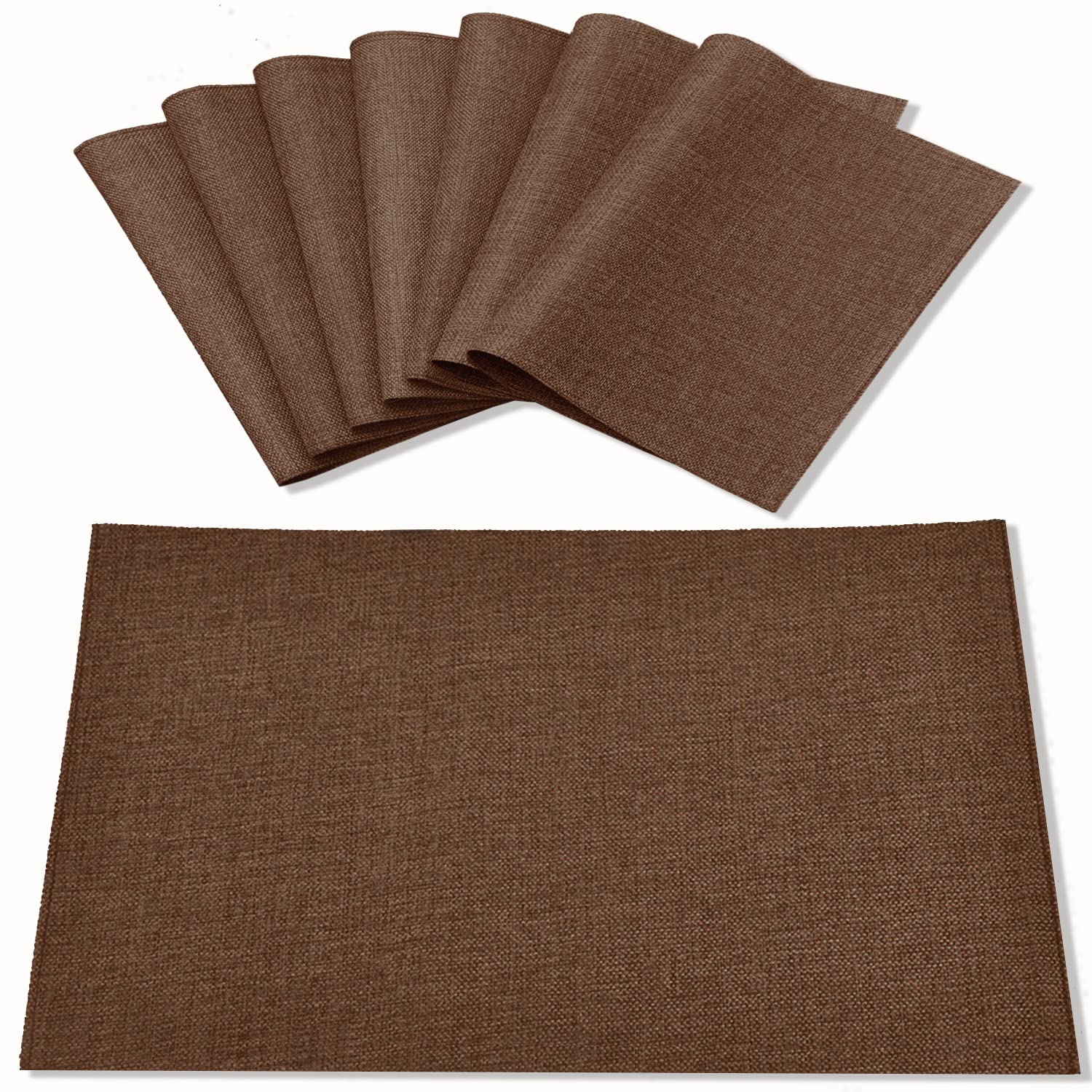 Cloth Placemats Set of 8, Linen Type Fabric Placemats Machine Washable Heat Resistant Placemats Wrinkle Free Thick Polyester Kitchen Place Mats for Dining Table (Beige)