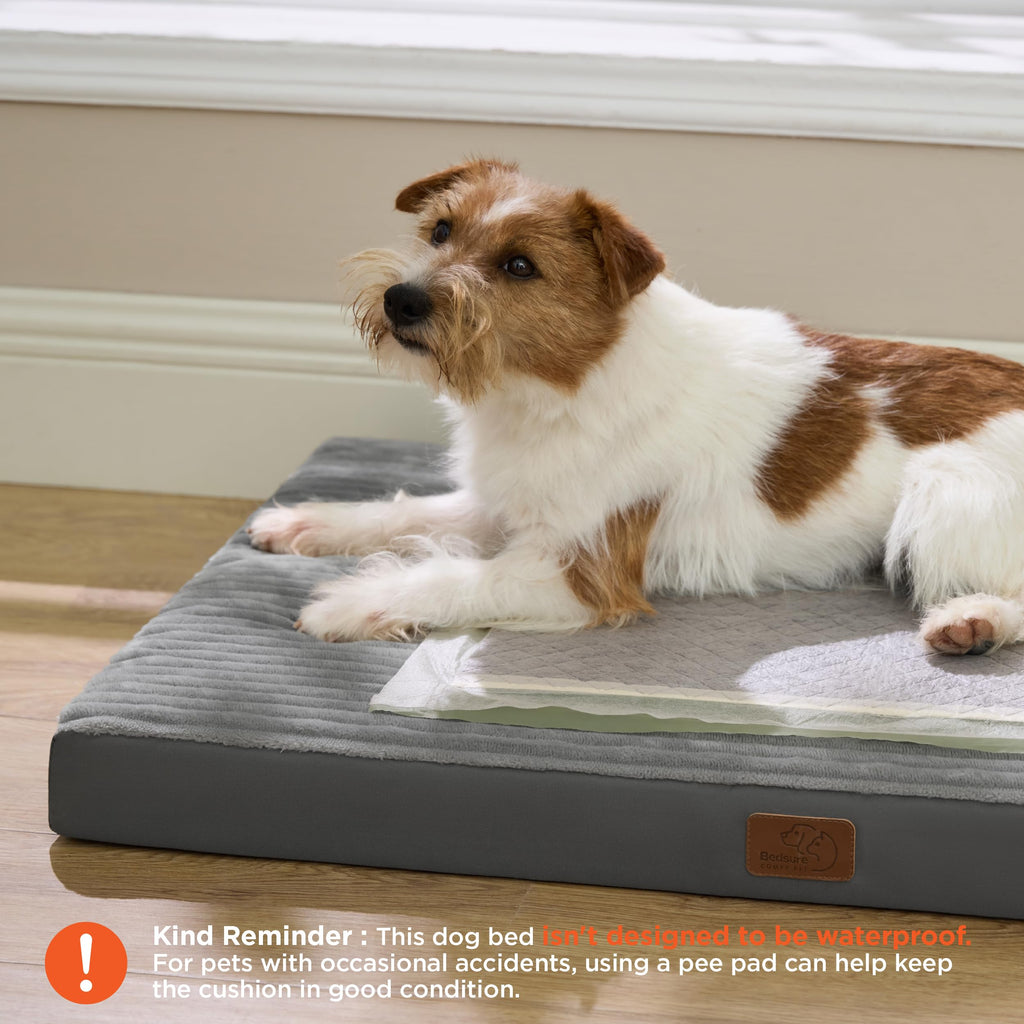 Bedsure ComfyFleece Dog Bed for Small Dogs - Orthopedic Pet Beds with Removable Washable Cover, NOT Waterproof Egg Crate Foam Puppy Mat, Suitable for Pet Up to 20 lbs, 23"x17"x2.8", NOT for Chewers