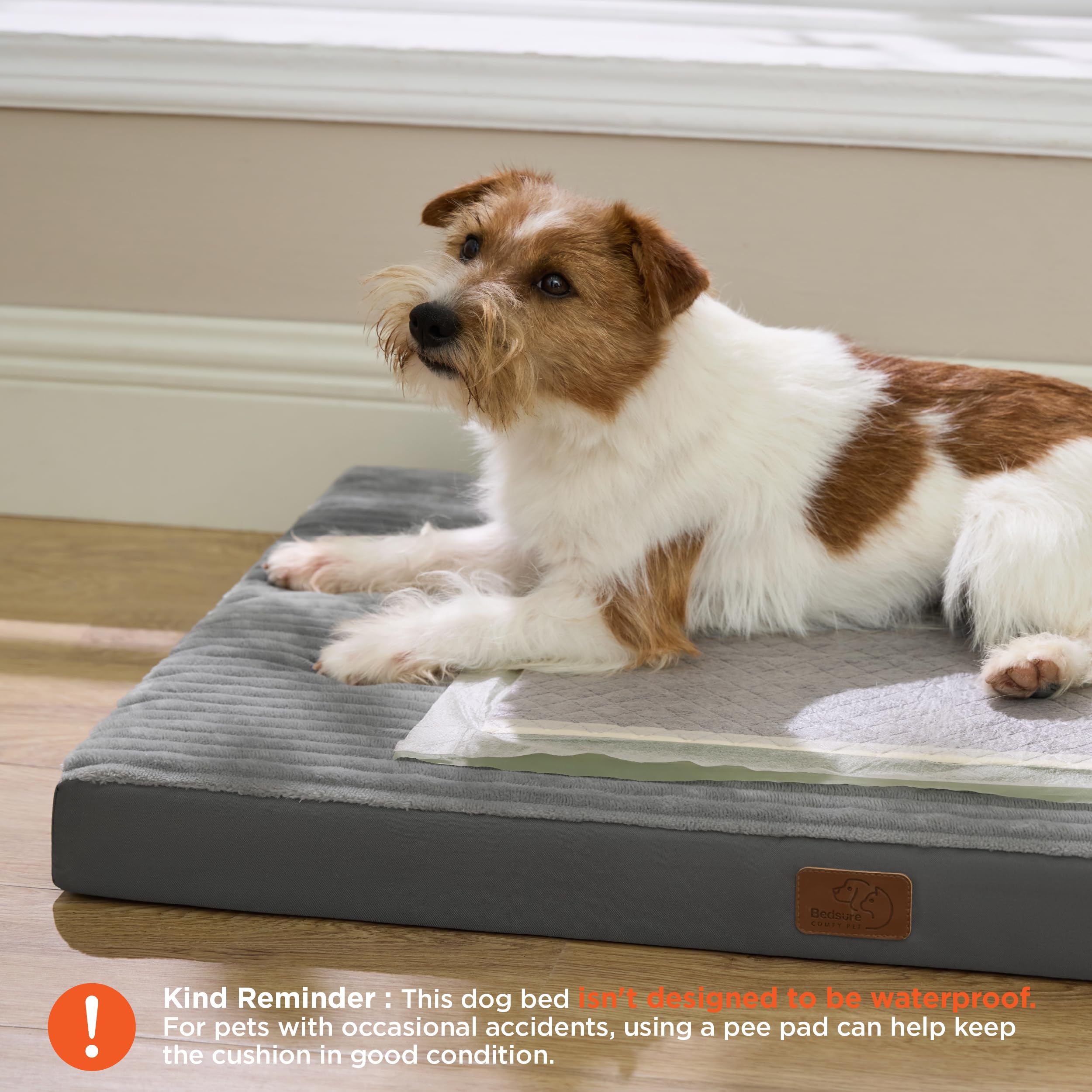 Bedsure ComfyFleece Dog Bed for Small Dogs - Orthopedic Pet Beds with Removable Washable Cover, NOT Waterproof Egg Crate Foam Puppy Mat, Suitable for Pet Up to 20 lbs, 23"x17"x2.8", NOT for Chewers