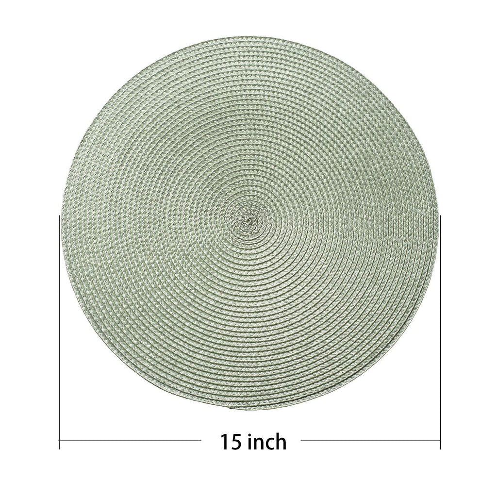 AHHFSMEI Round Placemats Set of 6 Heat Resistant Washable Non-Slip Woven Braided Table Mats for Dining Table Kitchen & Home Decor (Beige)