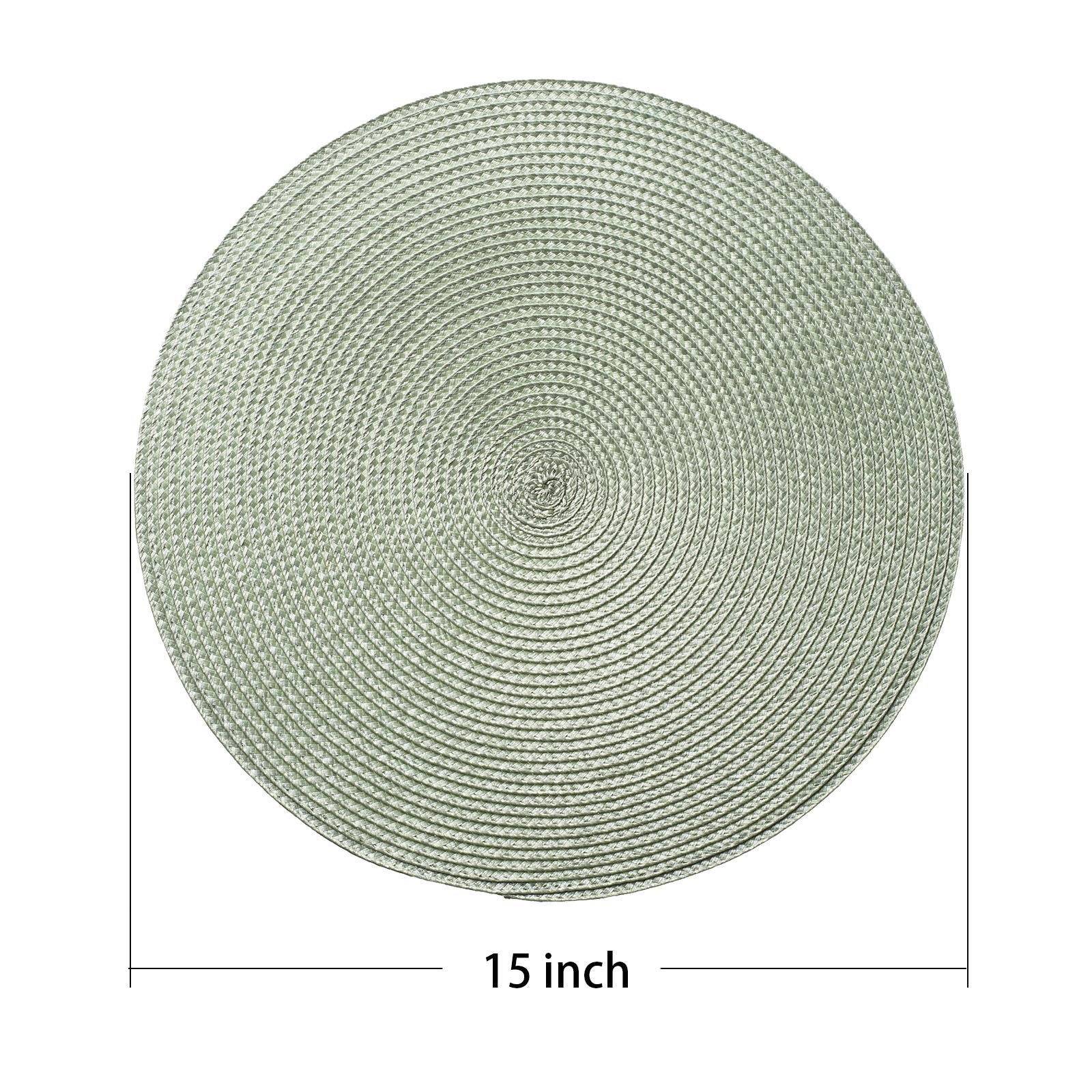 AHHFSMEI Round Placemats Set of 6 Heat Resistant Washable Non-Slip Woven Braided Table Mats for Dining Table Kitchen & Home Decor (Beige)