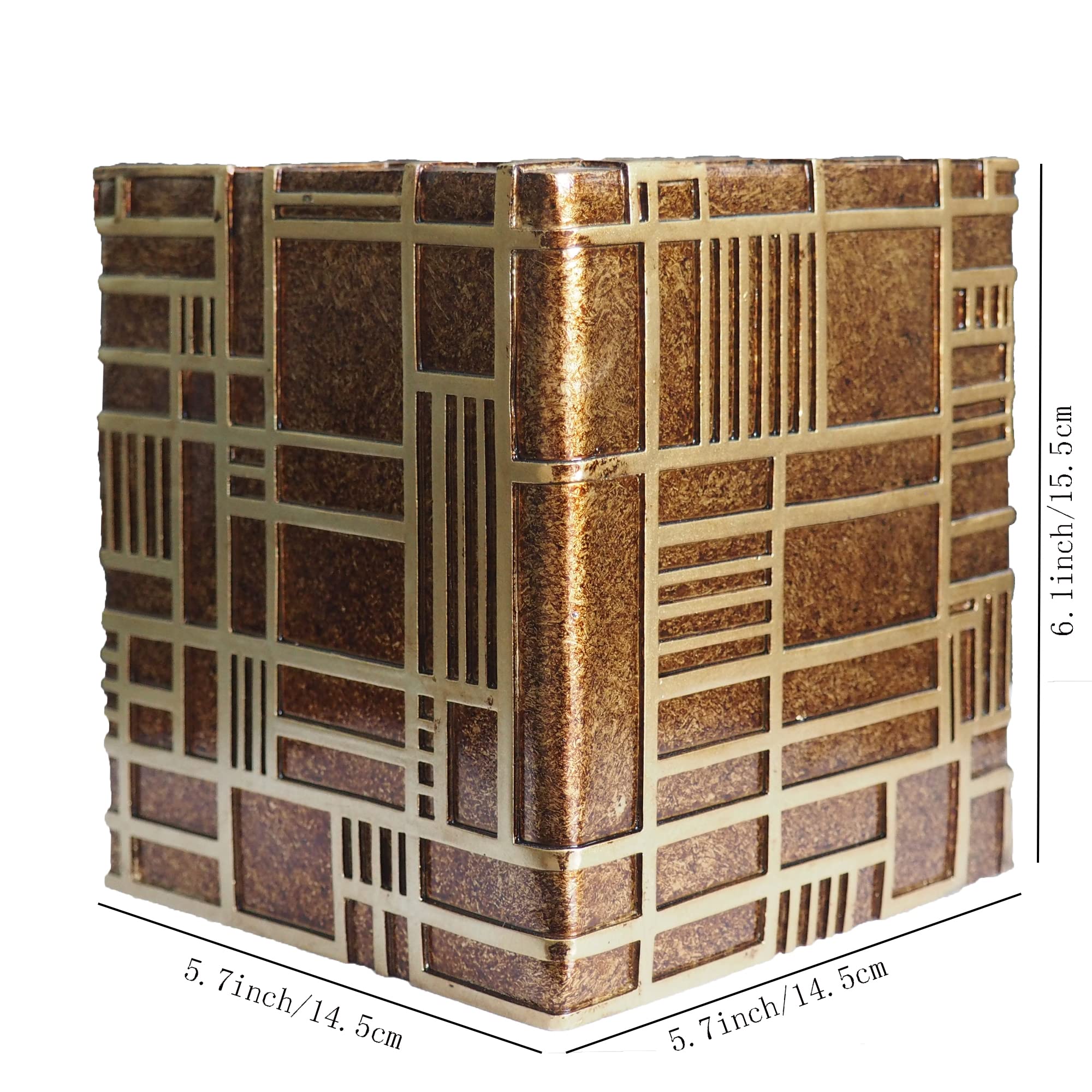 Hymmah Square Tissue Box Cover Holder with Tray,Unique Cube Design Tissue Dispenser Cover Decor for Vanity Counter Tops Also Great for Bedroom and Living Room