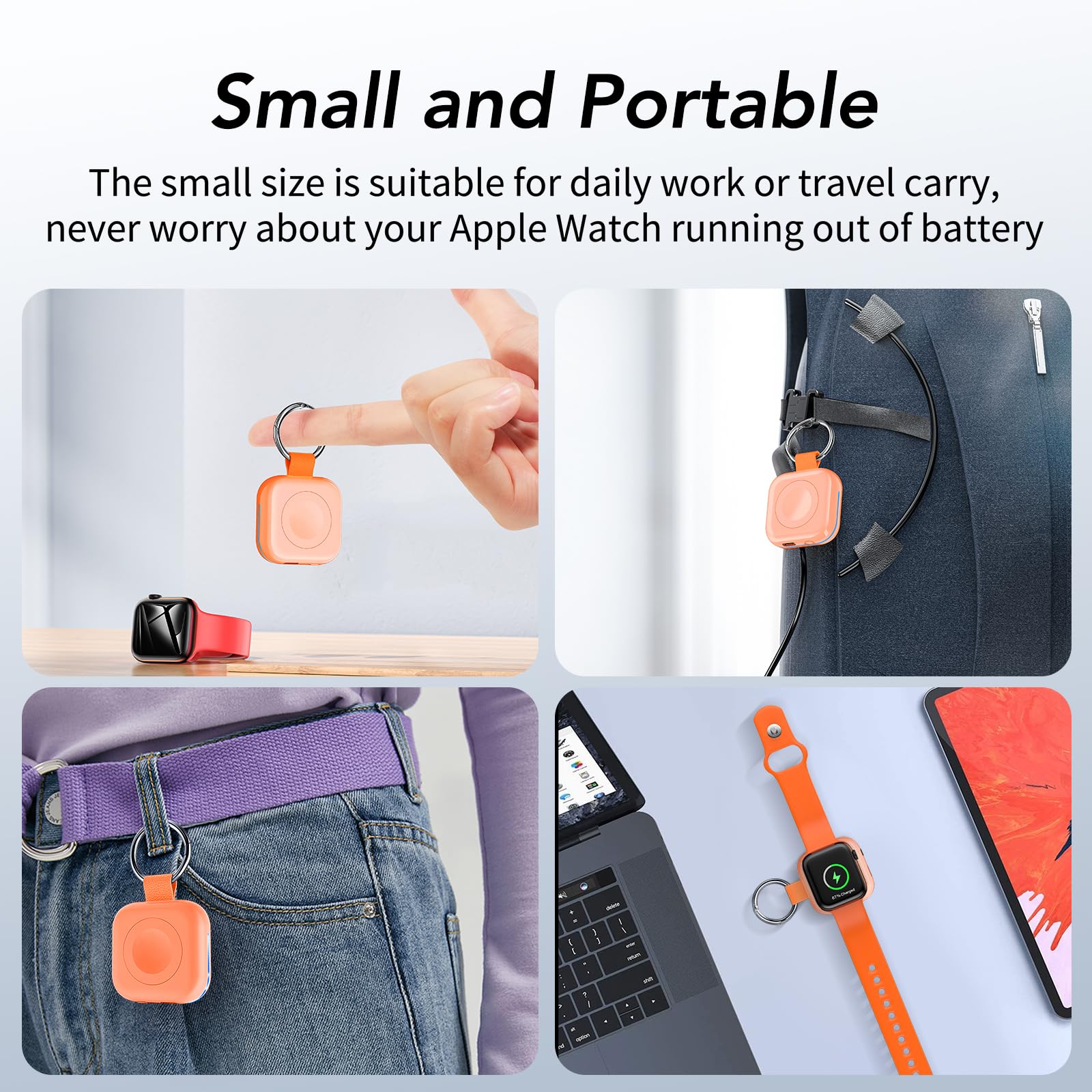 HUOTO Portable Charger for Apple Watch,Wireless Magnetic iWatch Charger 1200mAh Power Bank Travel Keychain Accessories Smart Chargers for Apple Watch Series 11/10/9/8/7/6/SE/5/4/3/2/1/UItra/UItra 2