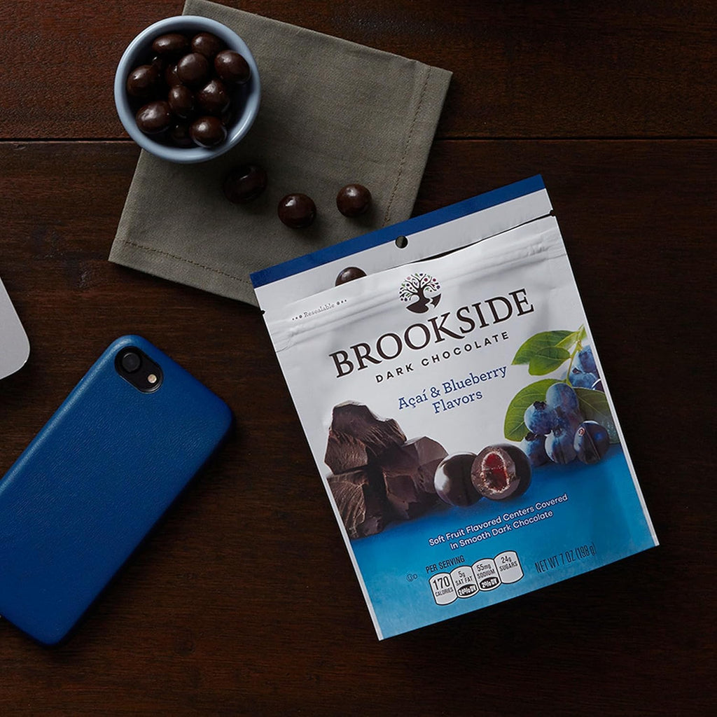 Brookside, Dark Chocolate, Acai and Blueberry Flavored Snacking Chocolate Bag, 7 Ounce