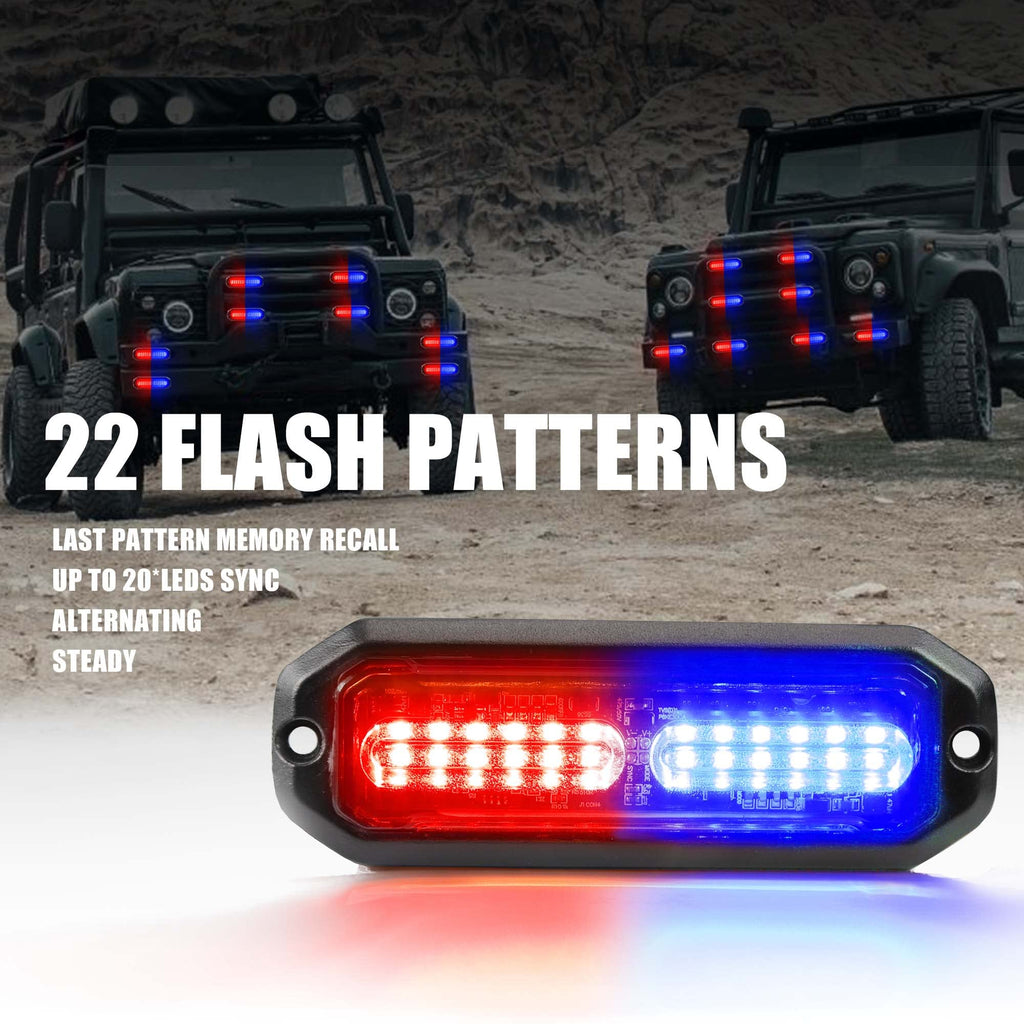 WINECO Amber led strobe lights for trucks 8pcs 12-LED Surface Mount Flashing Strobe Lights kit for Trucks Car Vehicles LED Mini Grille Grill Strobe Light Head Emergency Hazard Warning lights