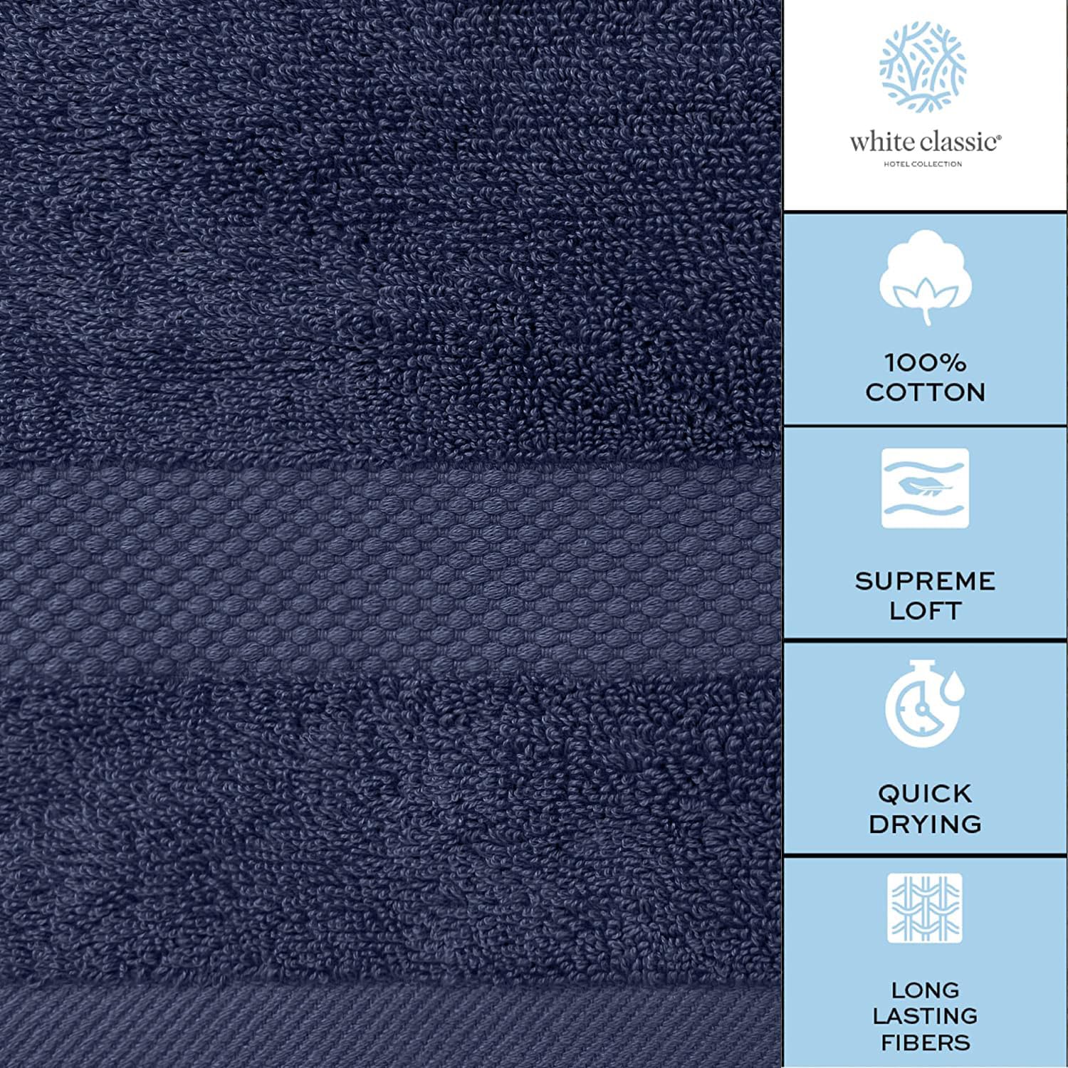 White Classic Luxury Bath Towels Set of 4 Large - 700 GSM Turkish Cotton Ultra Soft Bath Towels 27x54 | Highly Absorbent and Quick Dry | Hotel Towels for Bathroom Luxury, Plush Shower Towels, White