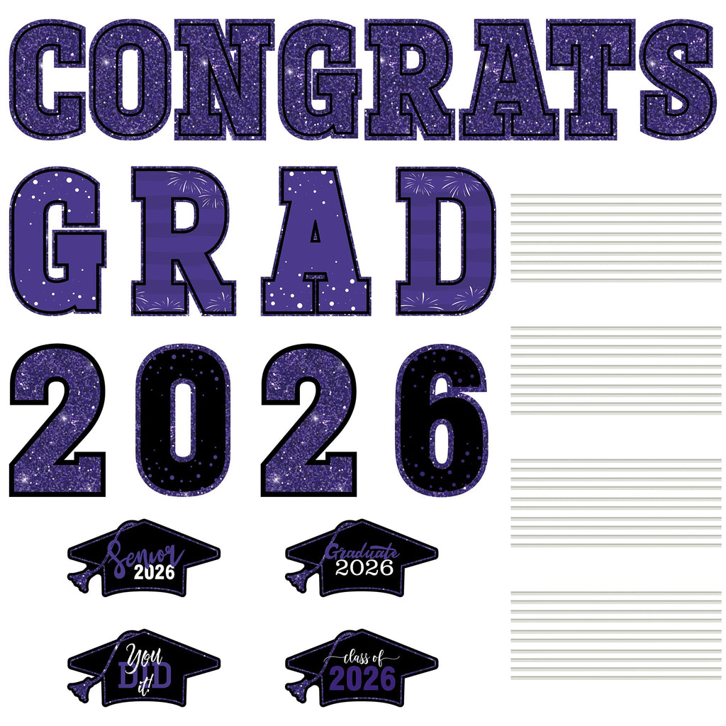 HOVACY 20 PCS Black Gold Graduation Yard Signs Class of 2026 | Black Gold 20 PCS, 40 Stakes, 11.57 x 16.14 in, Corrugated Plastic, Waterproof, Congrats Grad Sign, Graduation Sign