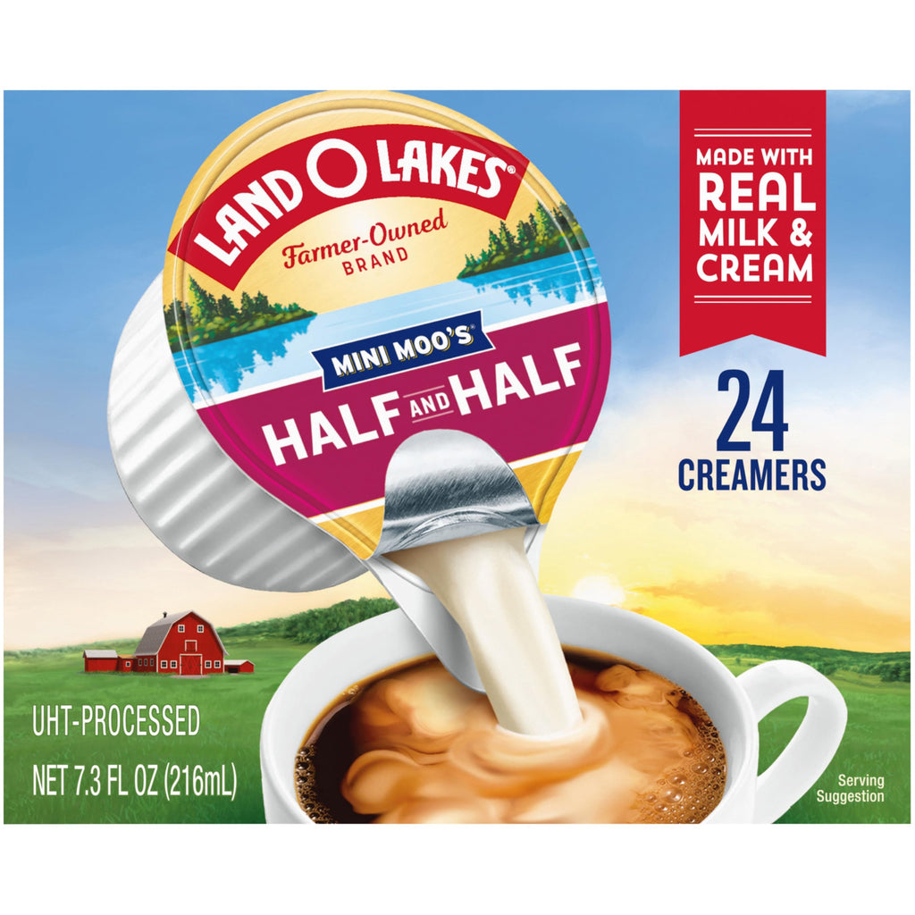 Land O Lakes Mini Moo’s Half And Half Pre-Portioned Creamer Singles, Shelf-Stable, 0.30 fl oz (24 Count)