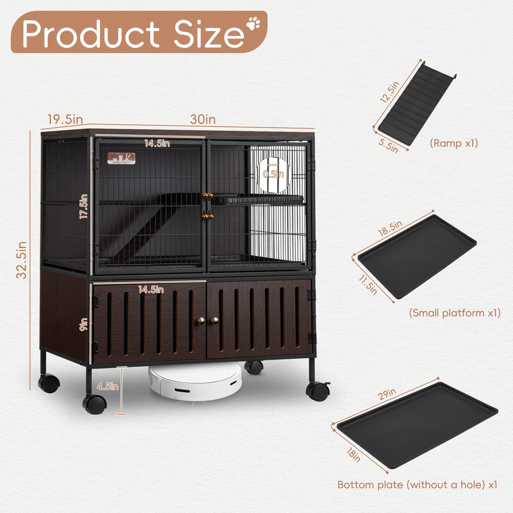 Fragess Metal Large Guinea Pig Cages 5 Levels, 60" H Rolling Ferret Cage with Removable Ramps & Double Door, Cages with Locker, Squirrel Cage Christmas Decoration Pet Crate Furniture