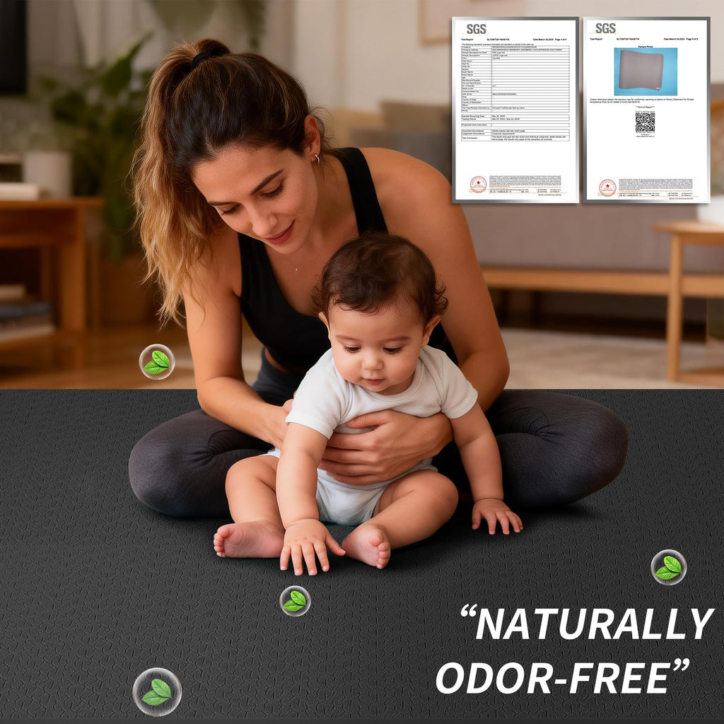 Large Yoga Mat (6'x 4')-POE 0.28''/0.32''/0.4'' Thick Fitness Mat, Eco-Friendly Exercise Mat for Home Workouts, Ideal for Yoga and Pilates