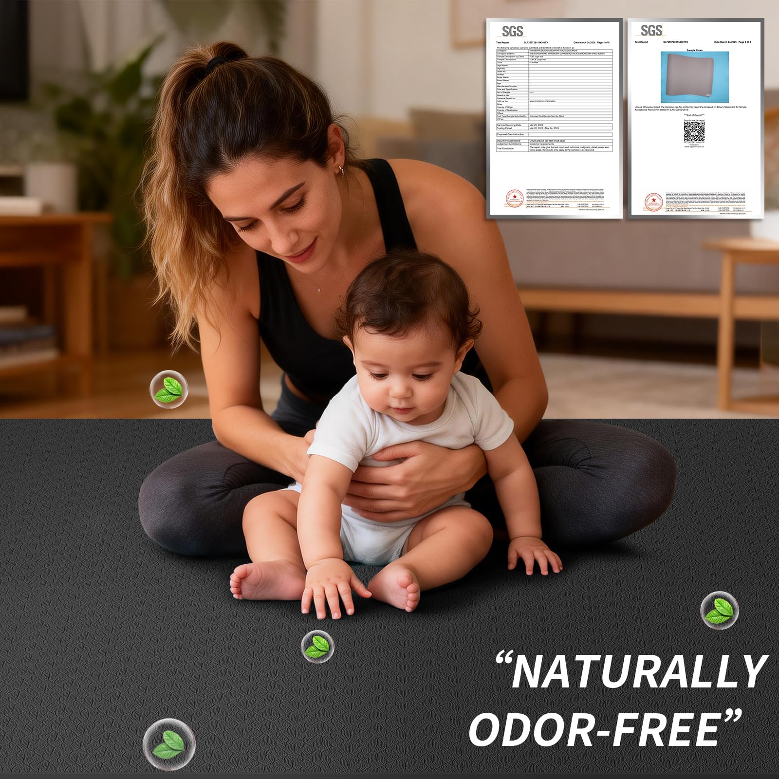 Large Yoga Mat (6'x 4')-POE 0.28''/0.32''/0.4'' Thick Fitness Mat, Eco-Friendly Exercise Mat for Home Workouts, Ideal for Yoga and Pilates