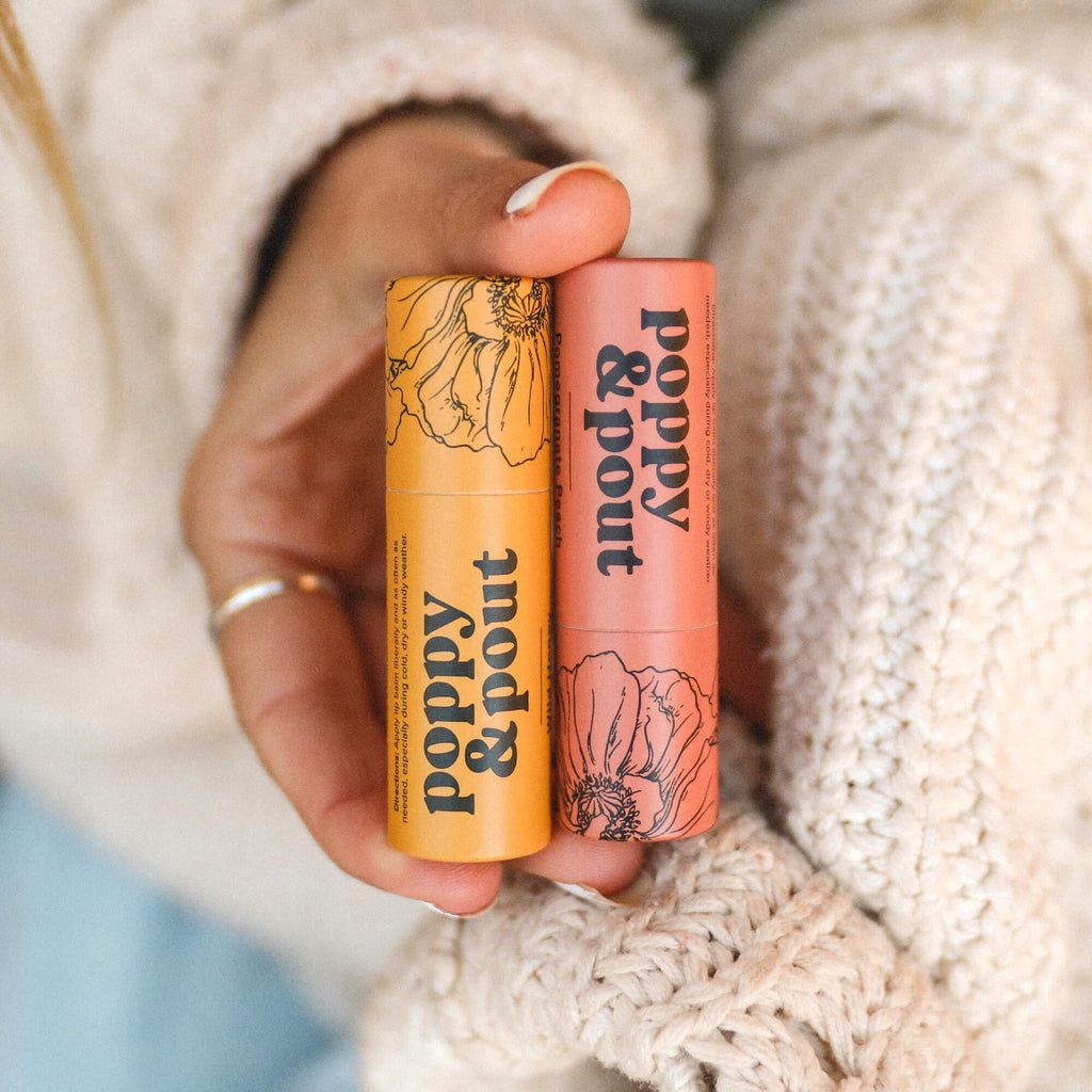 Poppy & Pout Blood Orange Mint Jumbo Lip Balm | All Natural Lip Balms & Moisturizers | Hydrates with Beeswax, Vitamin E, Organic Coconut Oil | Cruelty-Free | Lip Balm in Recyclable Cardboard Tube