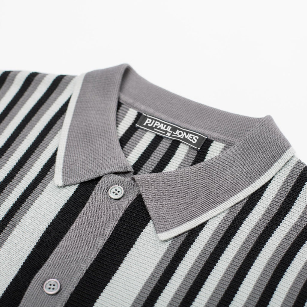 PJ PAUL JONES Men's Polo Shirts Retro Knit Shirt Vintage Striped Shirt