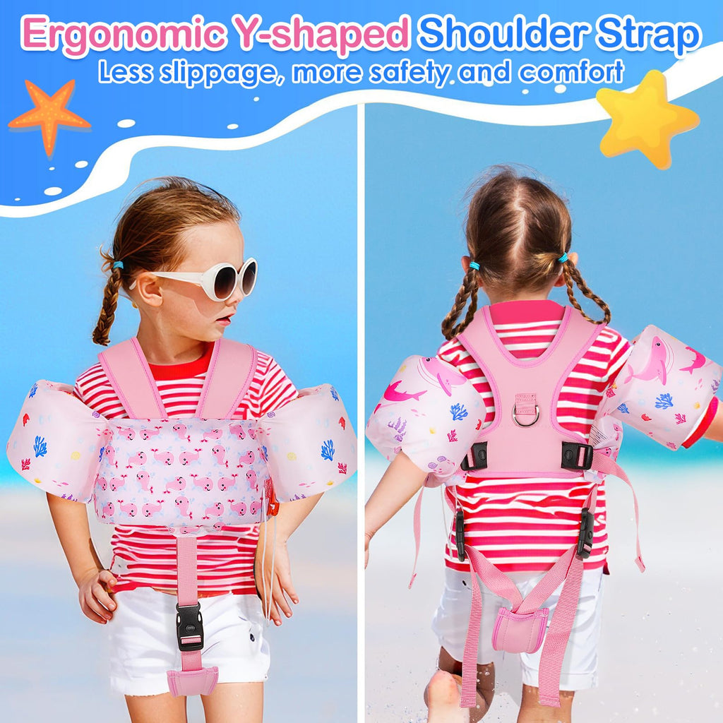 Moko Swim Arm Band for Kids 20-30-50 lbs, Cute Cartoon Toddler Swim Vest, Swimming Water Wings Pool Floaties Sleeve for Children Learn to Swim