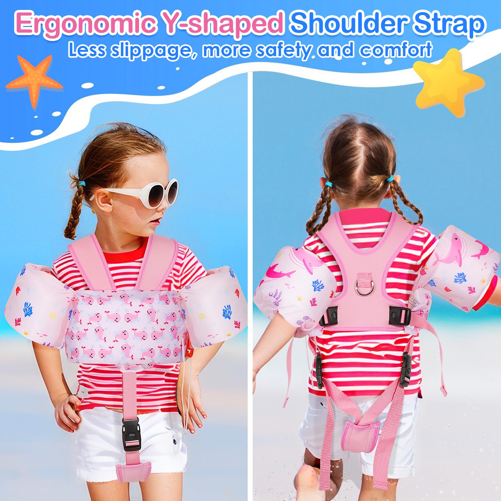 Moko Swim Arm Band for Kids 20-30-50 lbs, Cute Cartoon Toddler Swim Vest, Swimming Water Wings Pool Floaties Sleeve for Children Learn to Swim