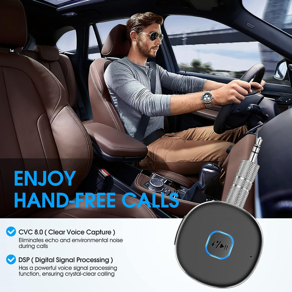 Bluetooth Receiver, LAICOMEIN Portable 3.5mm Aux Car Adapter, Bluetooth Wireless Audio Receiver for Car/Home Stereo/Wired Headphones/Speaker, 16H Battery Life