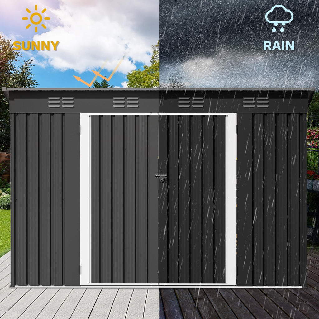 DWVO 6x4ft Outdoor Storage Shed, Lockable Metal Tool Storage Sheds, Waterproof Garden Sheds with Vents for Backyard, Patio, Garage, Lawn, Dark Gray