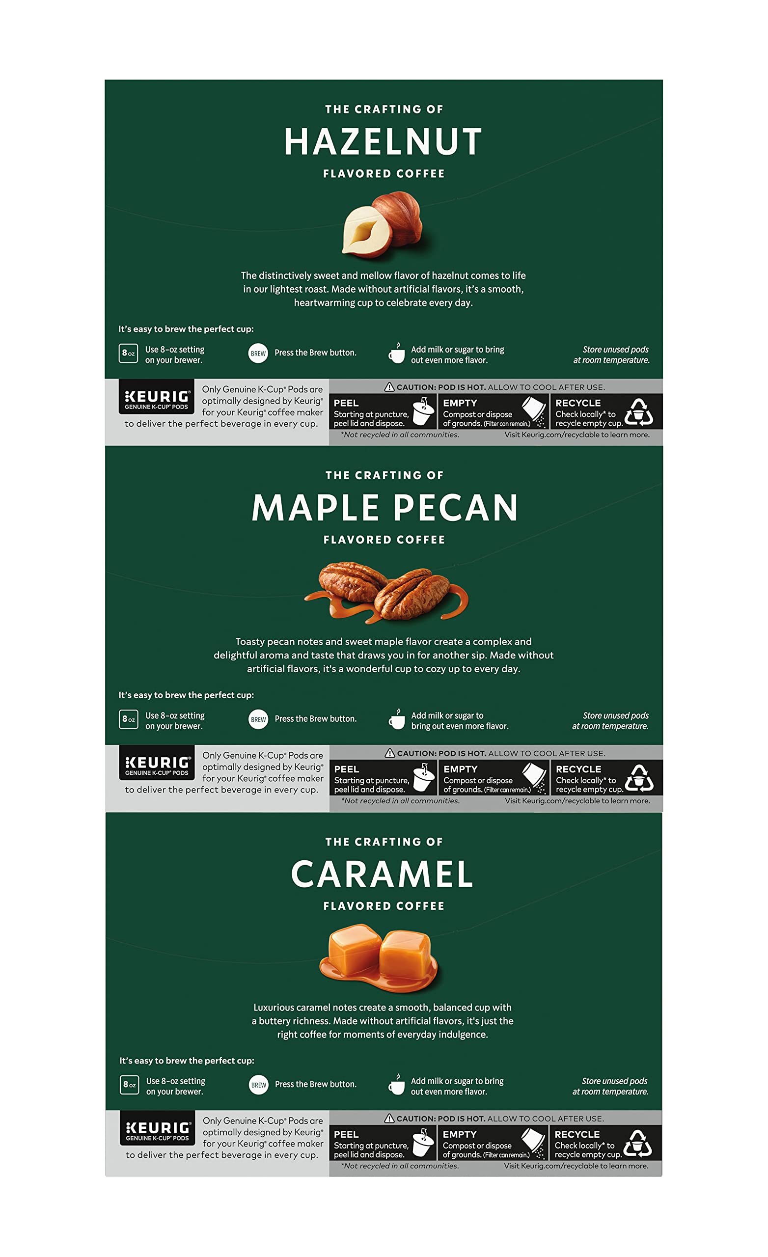 Starbucks Coffee K-Cup Variety Pack, 1 Cinnamon Dolce, 1 Hazelnut, 1 Mocha, 1 Cr�me Brulee, 1 Maple Pecan, 1 Caramel, 10 CT K-Cups, 1 CT