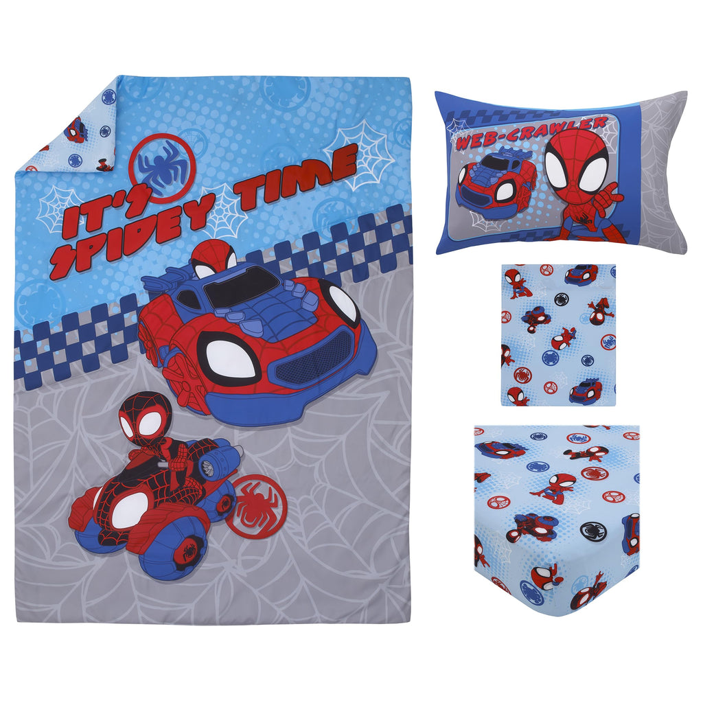 NoJo Marvel The Avengers I Am A Hero Blue, Green, Red, and Yellow 4 Piece Toddler Bed Set - Comforter, Fitted Bottom Sheet, Flat Top Sheet, and Reversible Pillowcase